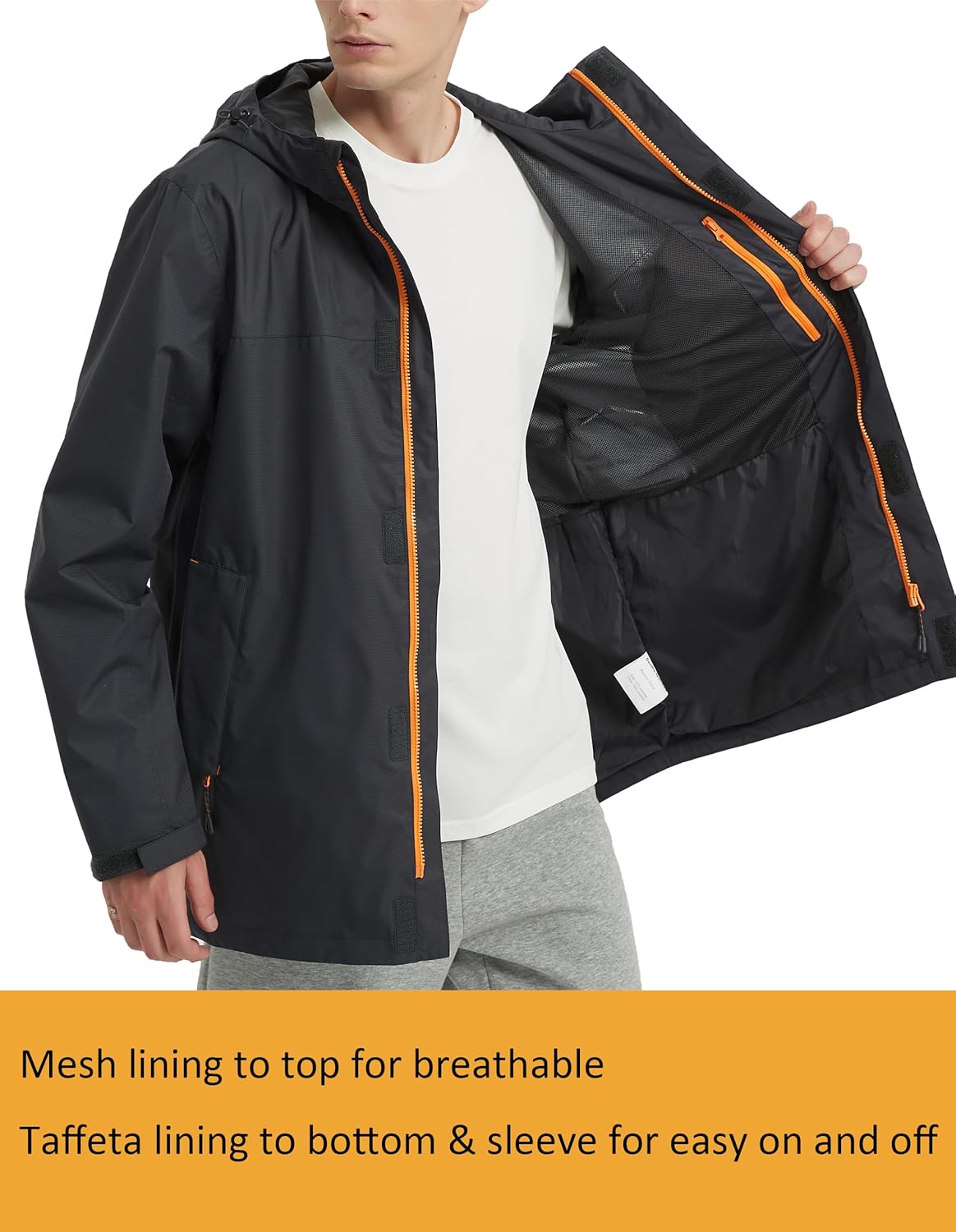 Mens Ultra Lightweight Hooded Waterproof Rain Jacket Breathable Raincoat Shell for Hiking fishing walking dogs - Image 2