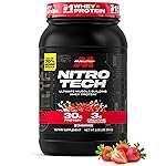 Muscletech Whey Protein Powder (Strawberry, 2.2 Pound) - Nitro-Tech Ultimate Muscle Building Formula with Whey Protein Isolate - 30g of Protein, 3g of Creatine & 6.8g of BCAA - Packaging May Vary