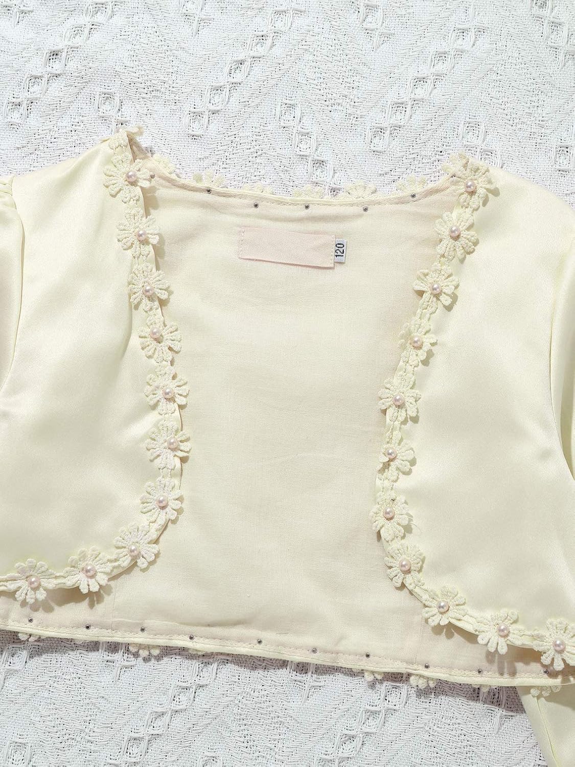 Sholeno Little Kids Girls Long Sleeves Beads Flowers Bolero Shurg Wedding Pageant Princess Cardigan