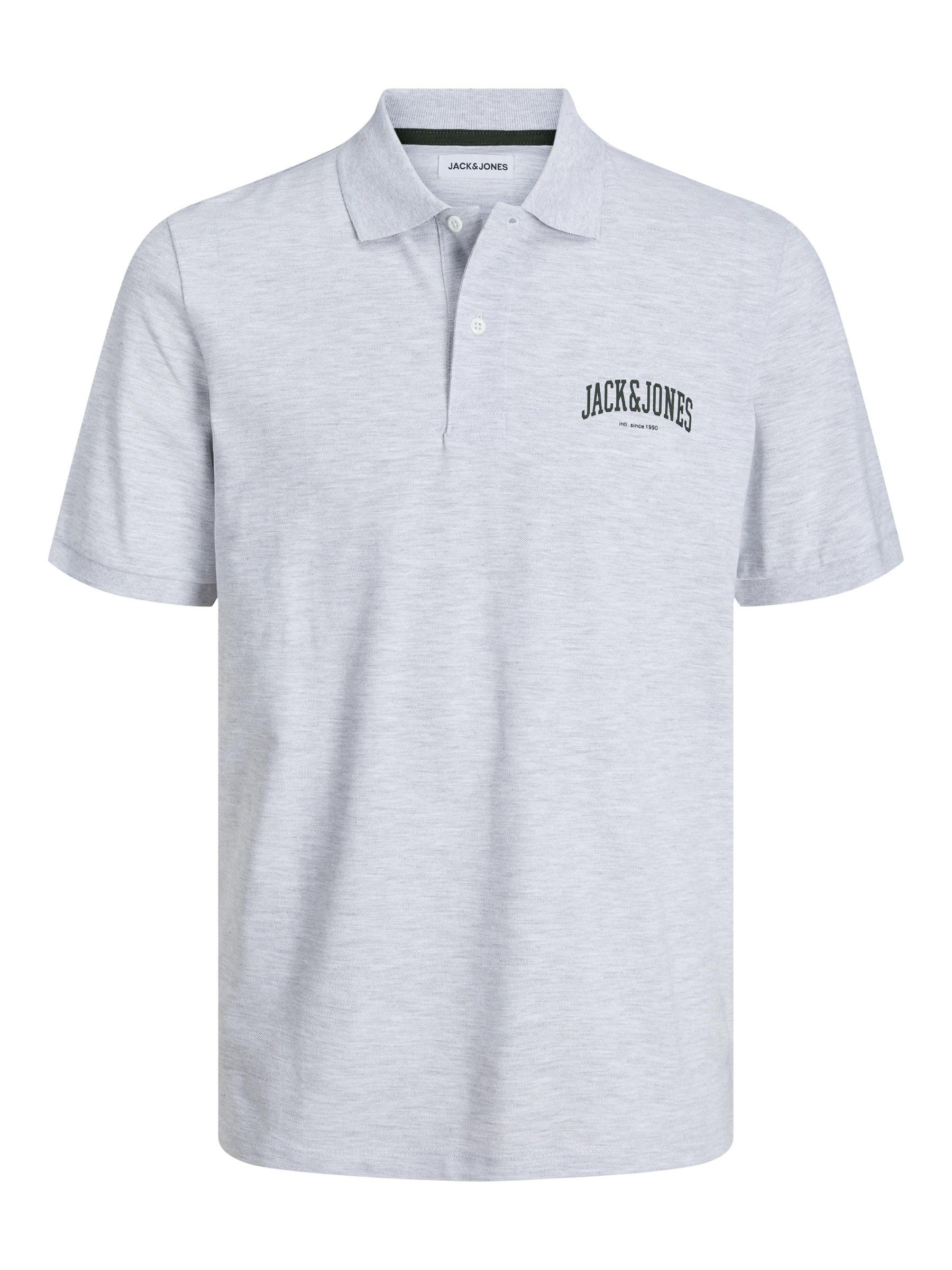 JACK & JONES Herren Jjejosh Polo Ss Sn Langarmhemd, White Melange,S