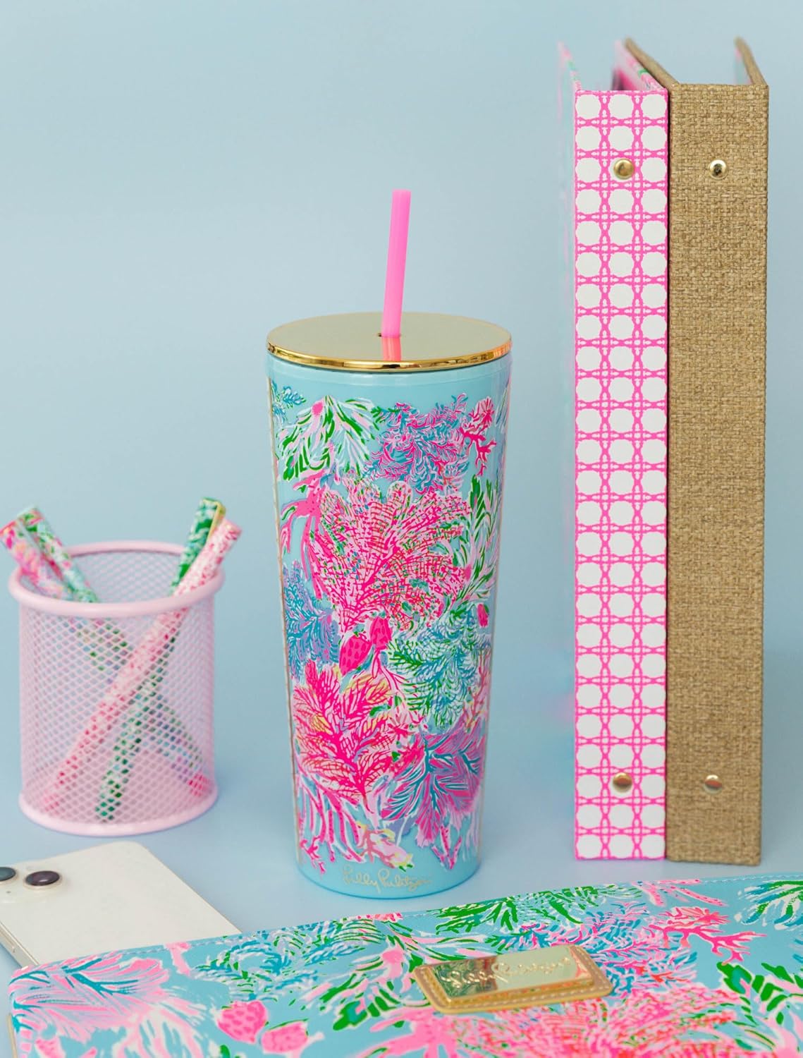 Lilly Pulitzer Double Wall Tumbler with Lid and Reusable Straw, Insulated Travel Cup Holds 24 Ounces, Cay to My heart - Image 3