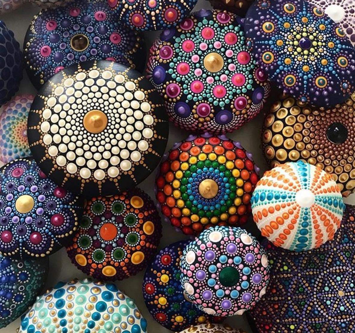 Mandalart Fabric Dot Taş Görünümlü Ahşap 10 * 10 cm