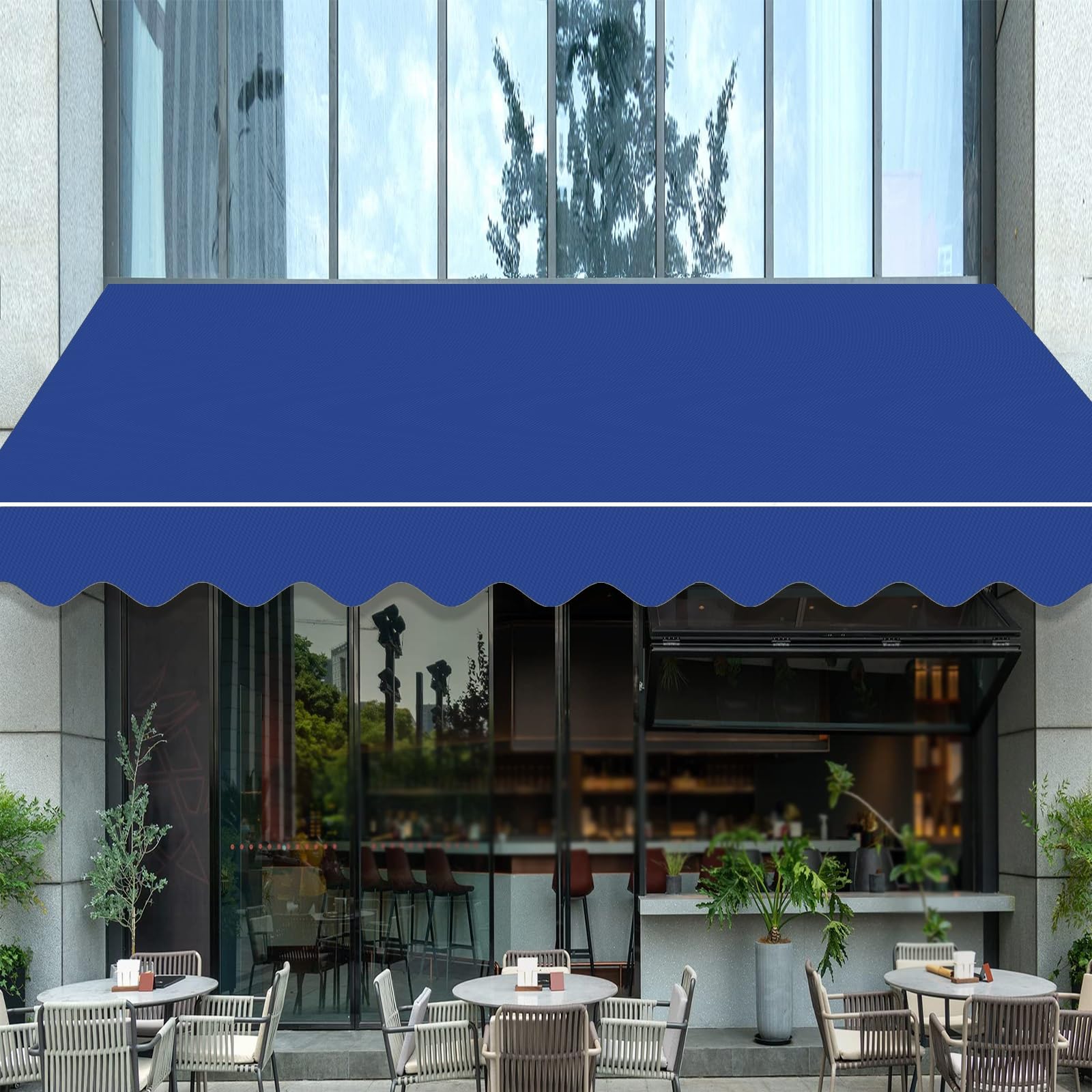 Tessuto di ricambio per tenda da sole retrattile 3,5 x 1,5 m, manuale, copertura per tenda da esterno, copertura superiore blu per giardino, materiale impermeabile durevole