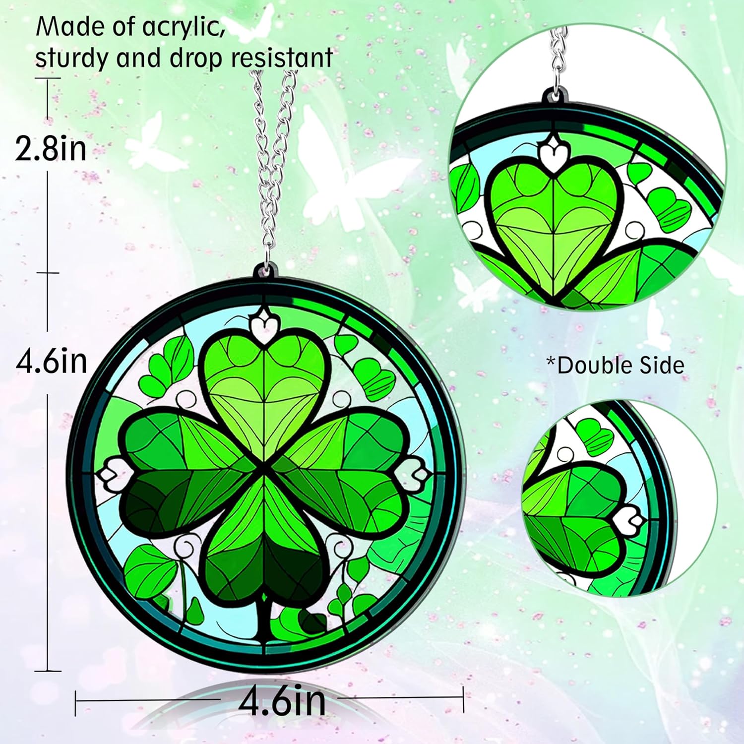 St Patricks Day Decorations Gifts Lucky 4 Leaf Clover Decorations Gifts for Family Friends Irish Gift for Women Men Acrylic Suncatchers for Windows Hanging Shamrock Ornaments - Image 2