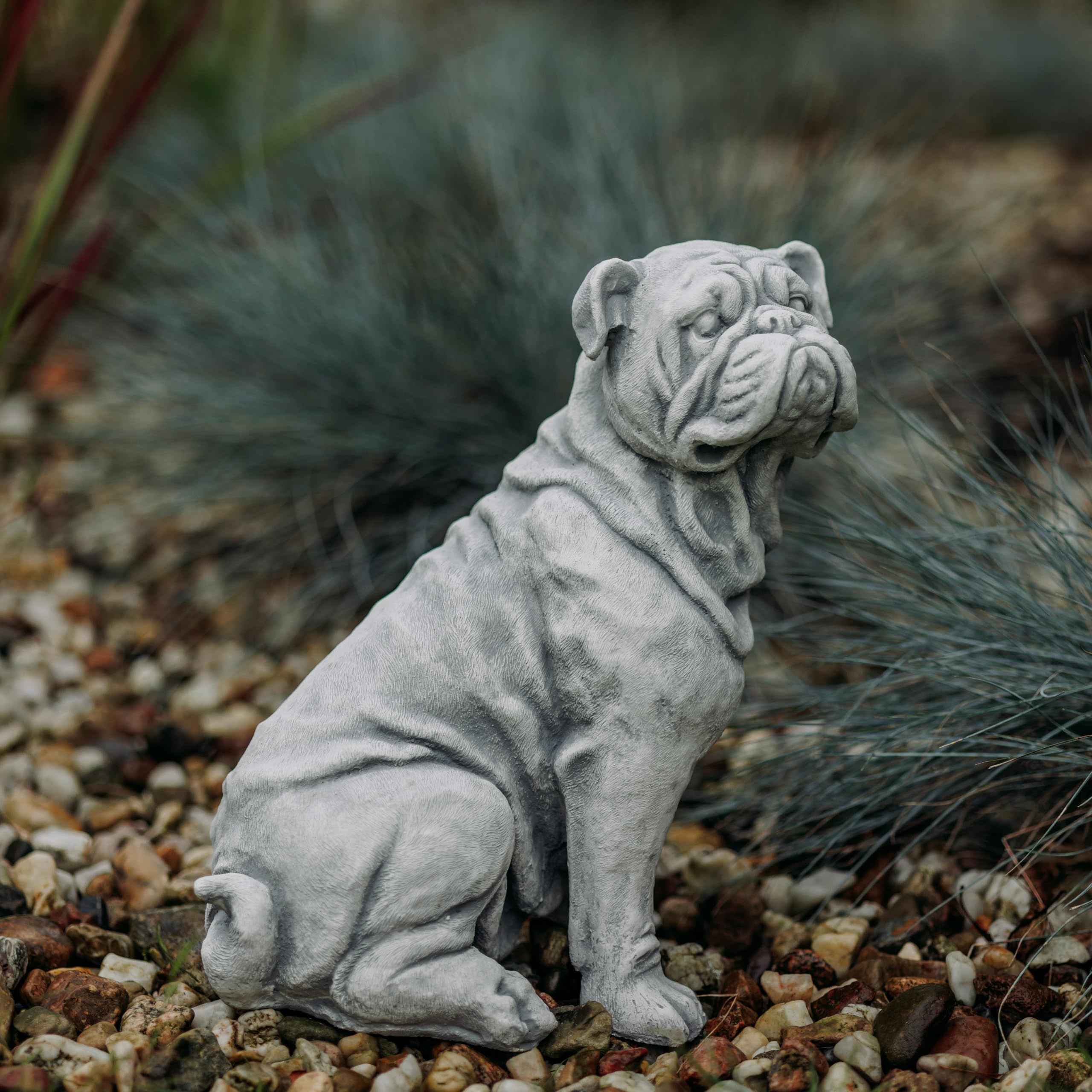 gartendekoparadies.de Bulldog inglese pietra pietra H 32 cm 10 kg grigio antigelo in gres per esterni