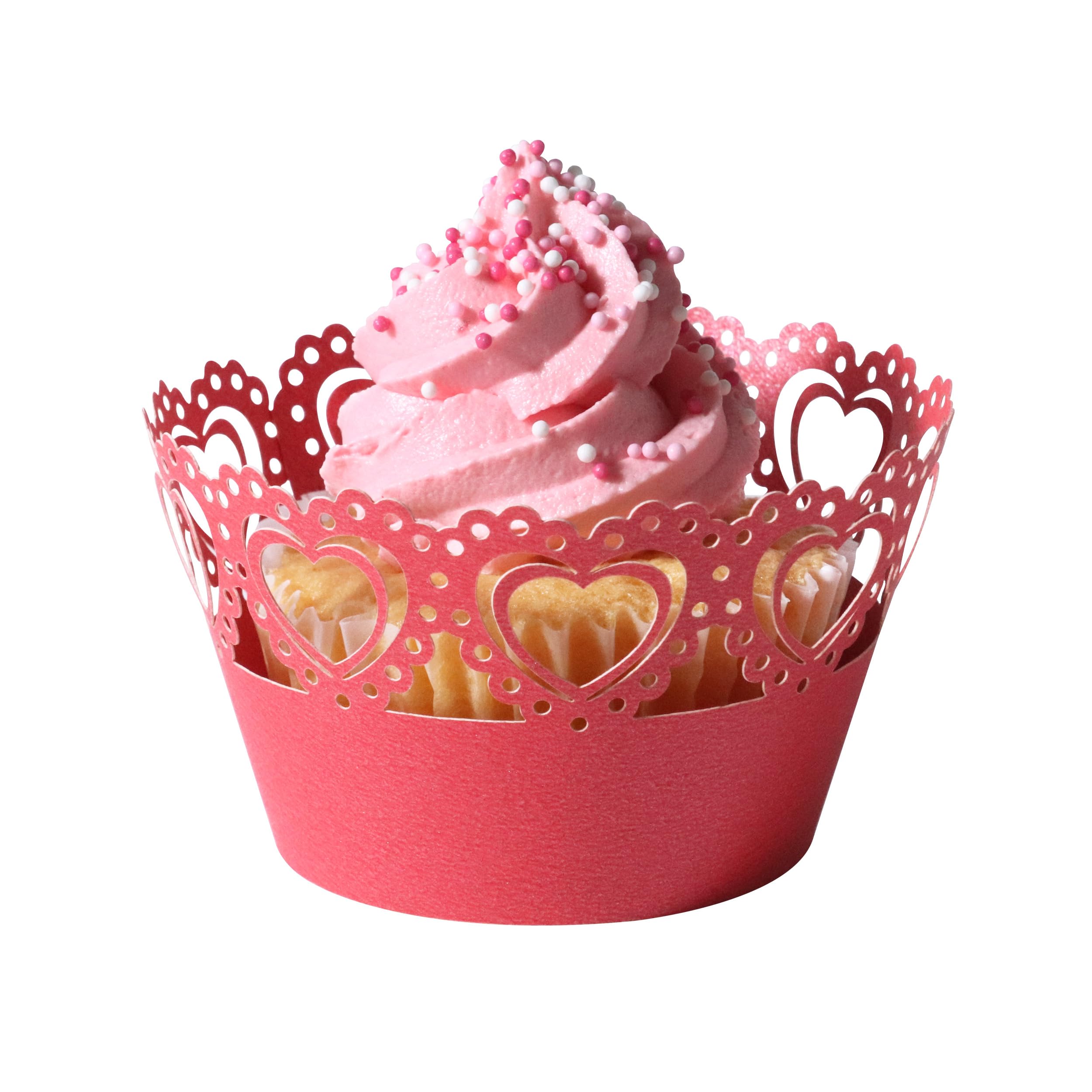 PME Pirottini Decorativi In Merletto Vintage, 12 Pezzi Con Rose E Cuori, Per Cupcake Di San Valentino - 5