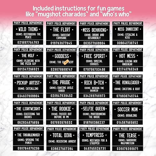 Miniatura 7 de Telón de fondo con estampado de ladrillos de tela y 40 carteles únicos de crímenes en 20 carteles de despedida de soltera  Más instrucciones de