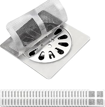 Disposable Shower Drain Hair Catcher 30 Pack, Waterproof Peel and Stick Mesh Drain Strainer Stickers for Shower, Bathtub, Bathroom Sink, Laundry and Tub Drains Hair Trap Clog Prevention