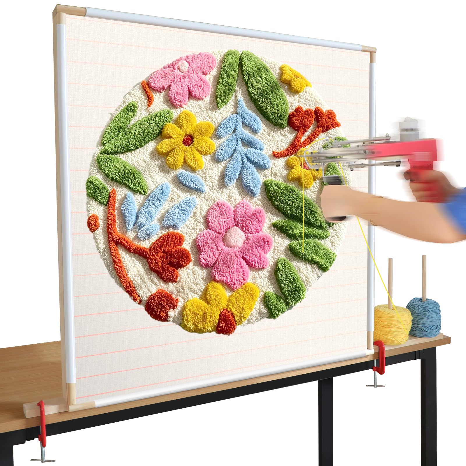 29.5" Tufting Frame, Wooden Tufting Frame for Rug Making, A Safer Tufting Cloth Stand Using Clips Instead of Nails-image-37
