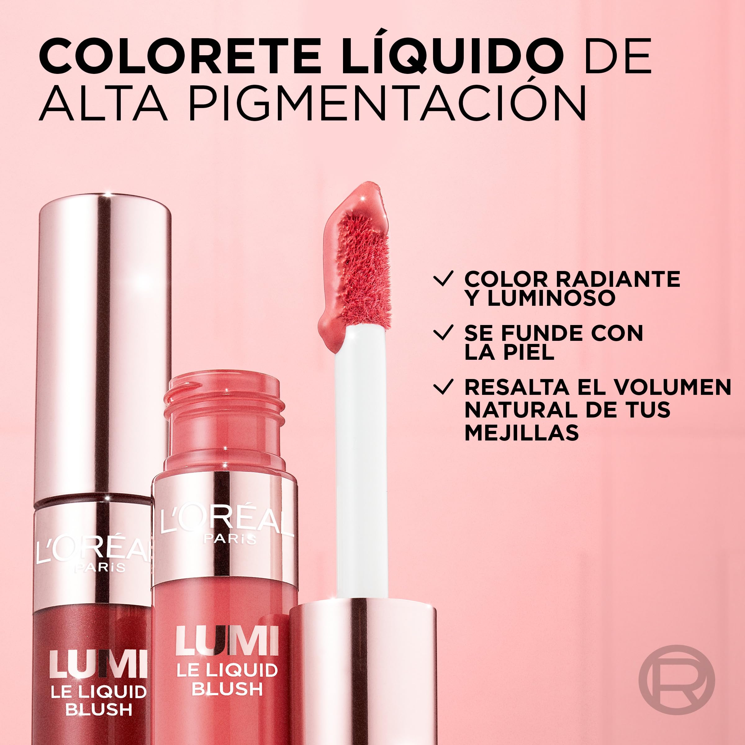L'Oréal Paris Lumi Le Liquid Blush Glowy Gold Pink 625, płynny róż o świeżym, połyskującym kolorze, 10 ml