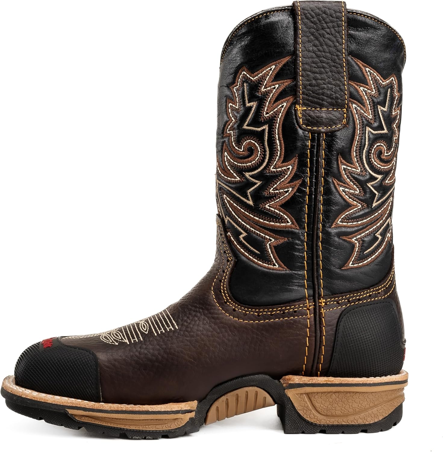 King Welt KW4020 Buffalo 10" Men's Leather Western Work Boot Rubber Reinforce Toe, Soft Toe, Square Toe Slip resistant