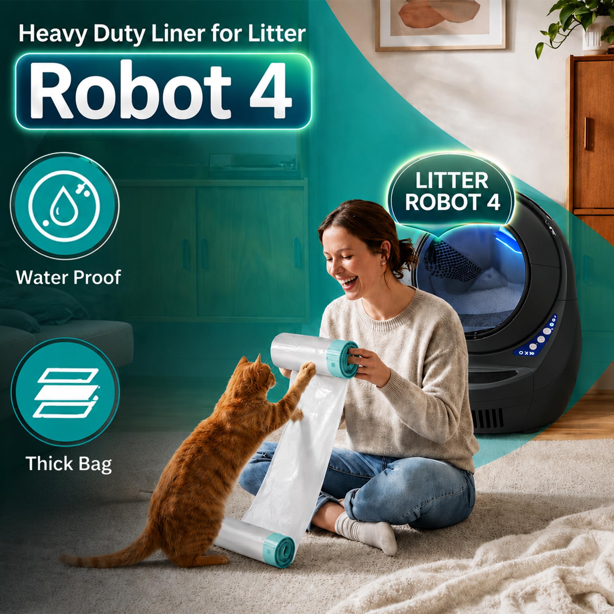 Bolsas para robot de arena para robot 3 y 4, paquete de 150 bolsas para caja de arena, cordón resistente, forros de arena duraderos a prueba de fugas y desgarros para una limpieza fácil y sin desorden