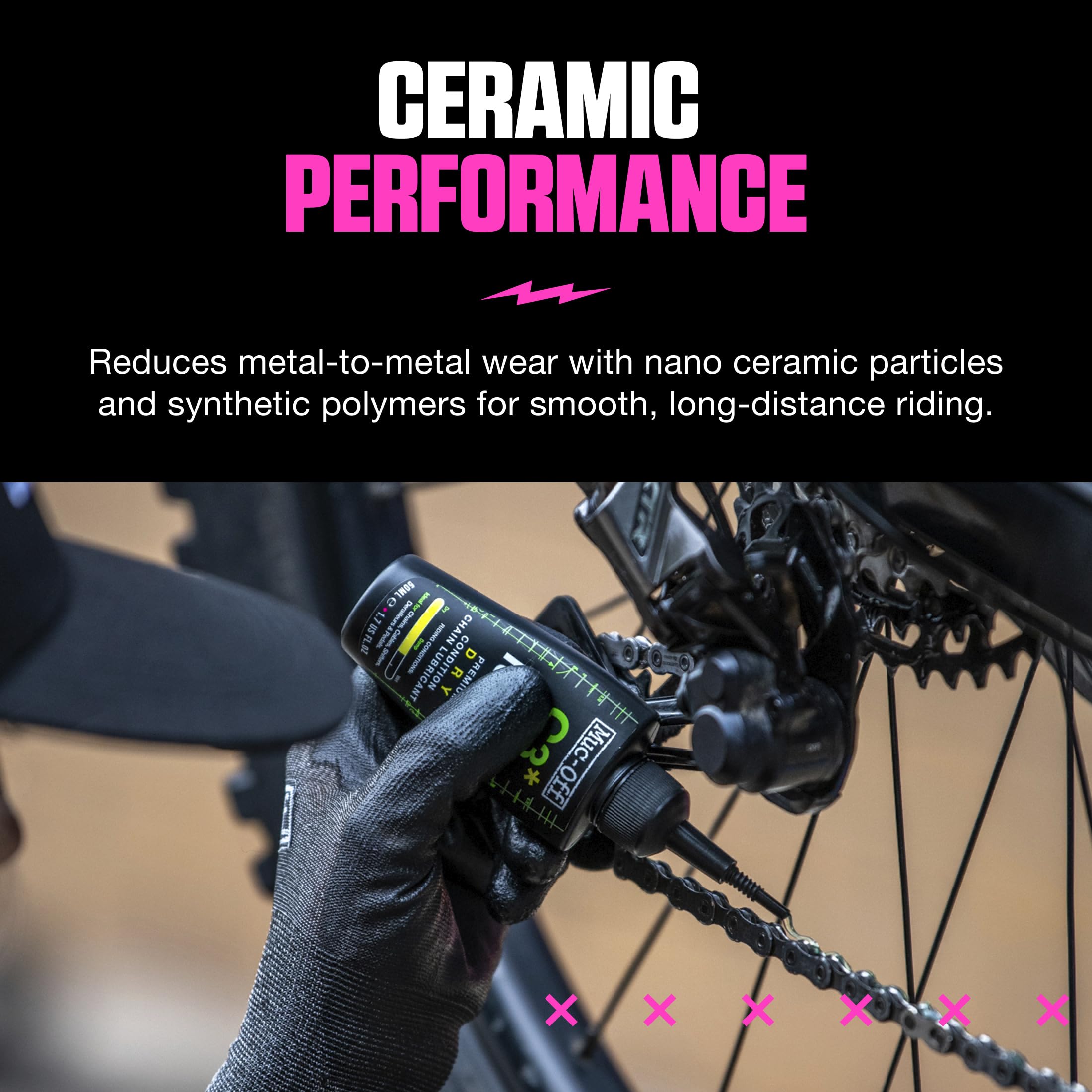 Muc-Off C3 Ceramic Dry Chain Lube Trocken Kettenöl Fahrrad, 50 ml - Premium Schmierfett Kettenfett, Kettenspray Fahrrad, Mit UV-Tracer-Farbstoff - Für Trockene und Staubige Bedingungen