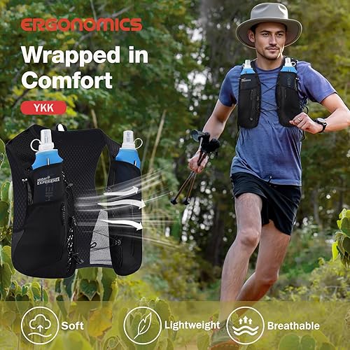 Miniatura 5 de Chaleco para correr, ligero, 4L, mochila de hidratación con 2 botellas suaves de 17 onzas, para correr, maratón, ciclismo, senderismo, para mujeres