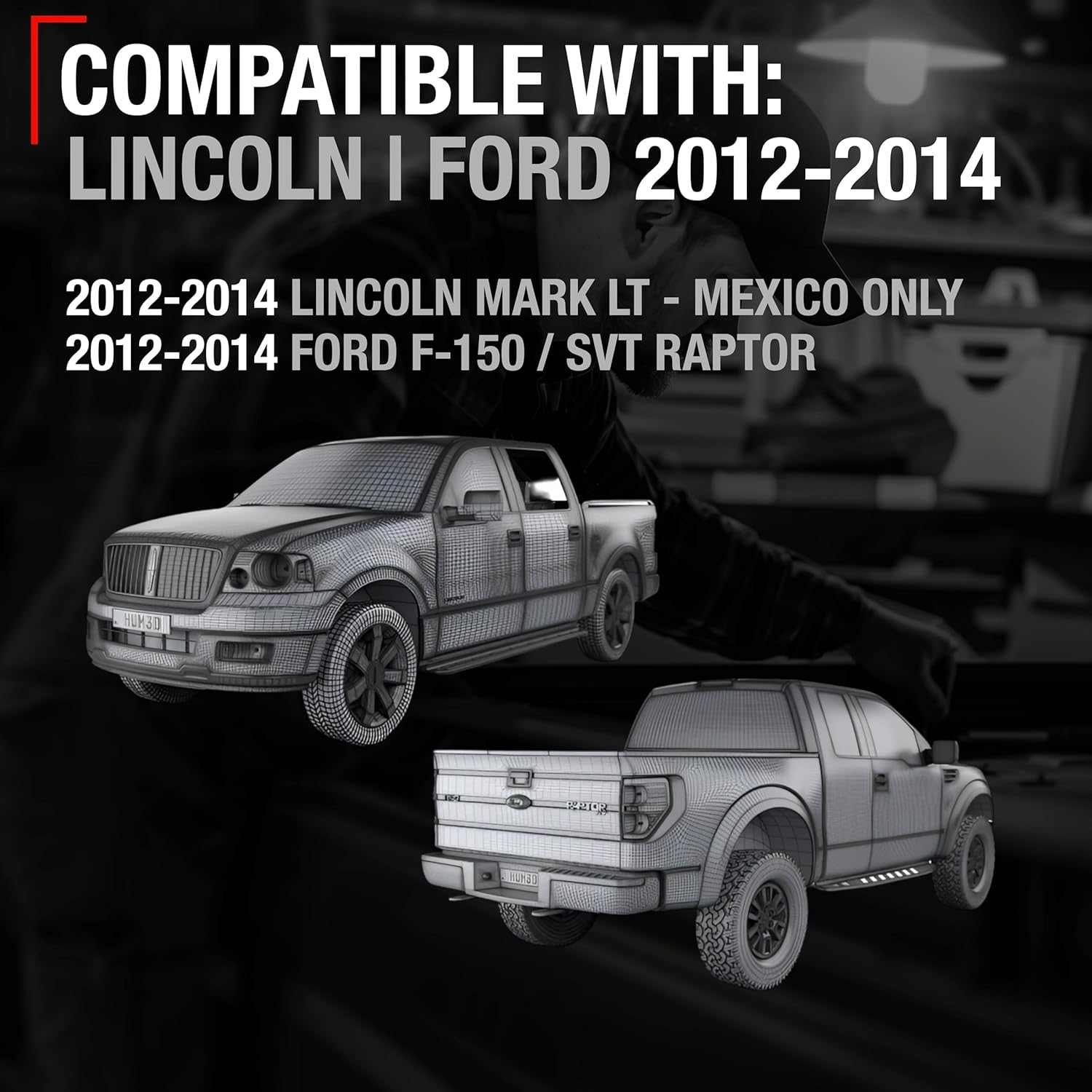 Rear View Backup Camera - Compatible with 2012-2014 Ford F150, SVT Raptor, Lincoln Mark LT - Reverse Park Assist Camera Replacement - OEM EL3Z-19G490-D, CL3Z-19G490-B, CL3Z-19G490-C, CL3Z-19G490-D