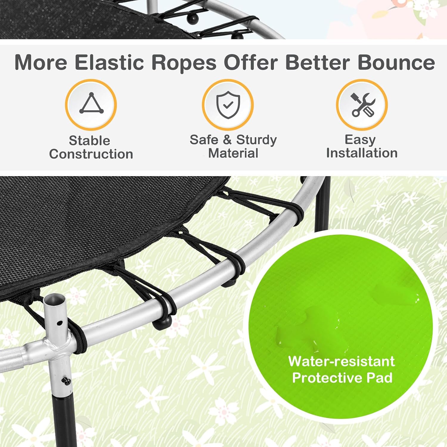 55” Toddler Trampoline, Indoor Trampoline for Kids, ASTM Approved Small Trampoline with Safety Enclosure Net & Double-Sided Zipper, Ideal Gift for Boys and Girls