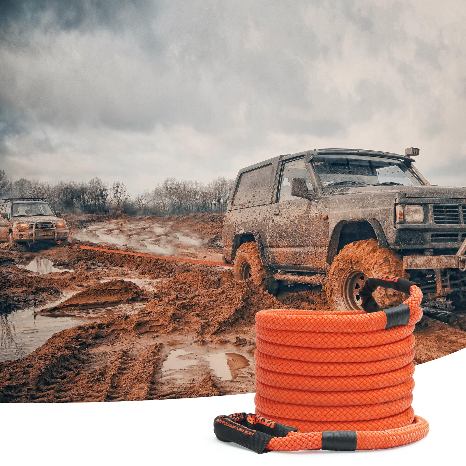 VEVOR Corda da Traino per Recupero Cinetico, Cinghia da Strappo Fuoristrada per Carichi Pesanti Fuoristrada, 22,225 mm x 9,1 m, 13871 kg, Nylon, Cinghia per Strappi Resistente Jeep Auto Camion SUV