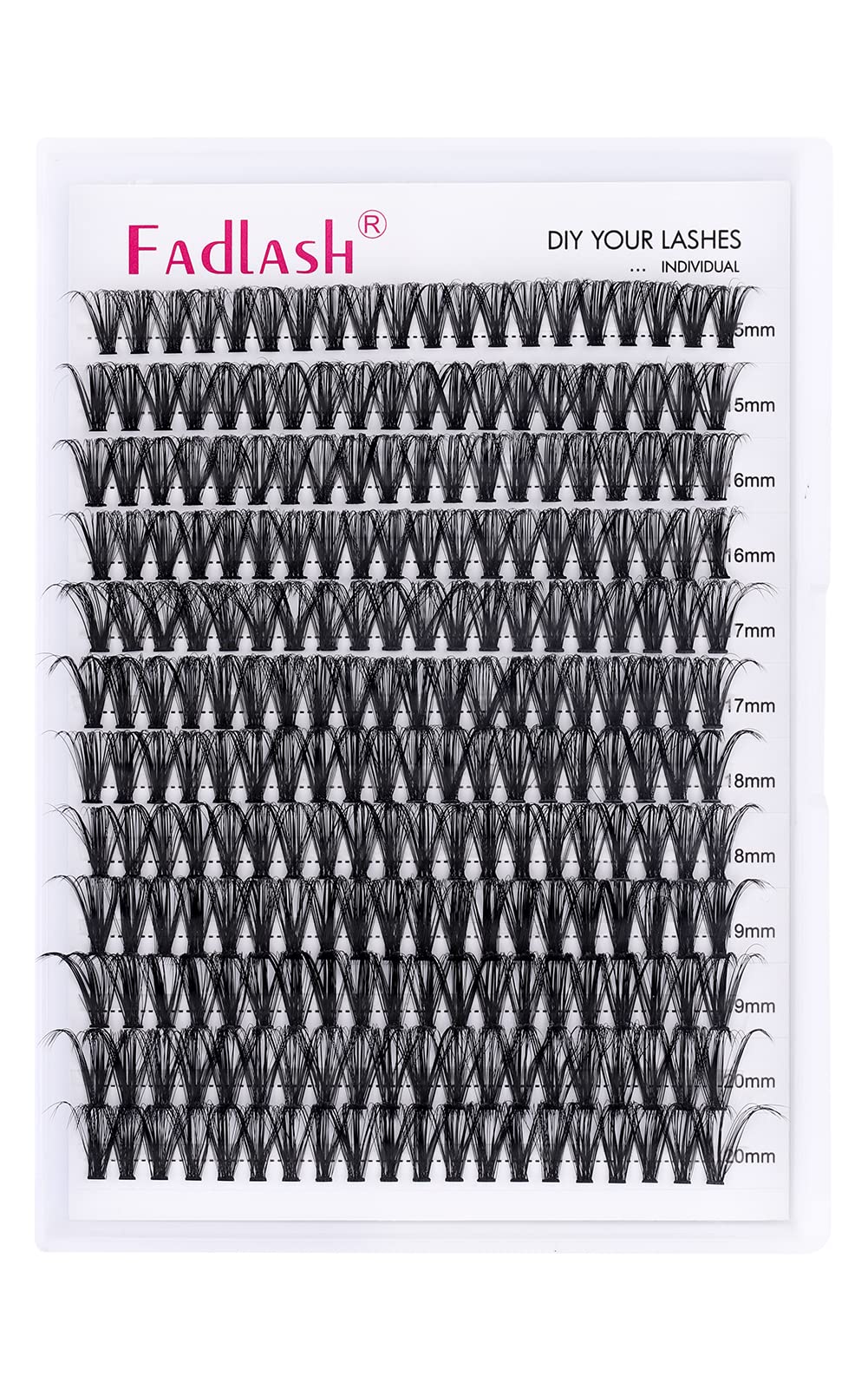 Individual Lashes Big Tray D Curl Lash Clusters 10D 20D 30D 40D Individual Lash Extensions Cluster Lashes Lash Extension Supplies Eyelash Clusters (40D-0.07D, 15-20mm)
