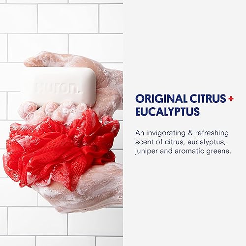 Miniatura 4 de Huron Jabón en barra  Cítricos + eucalipto, 3 unidades  Triple molido para un uso duradero  Hidratante con manteca de karité y aceite de coco  Aroma
