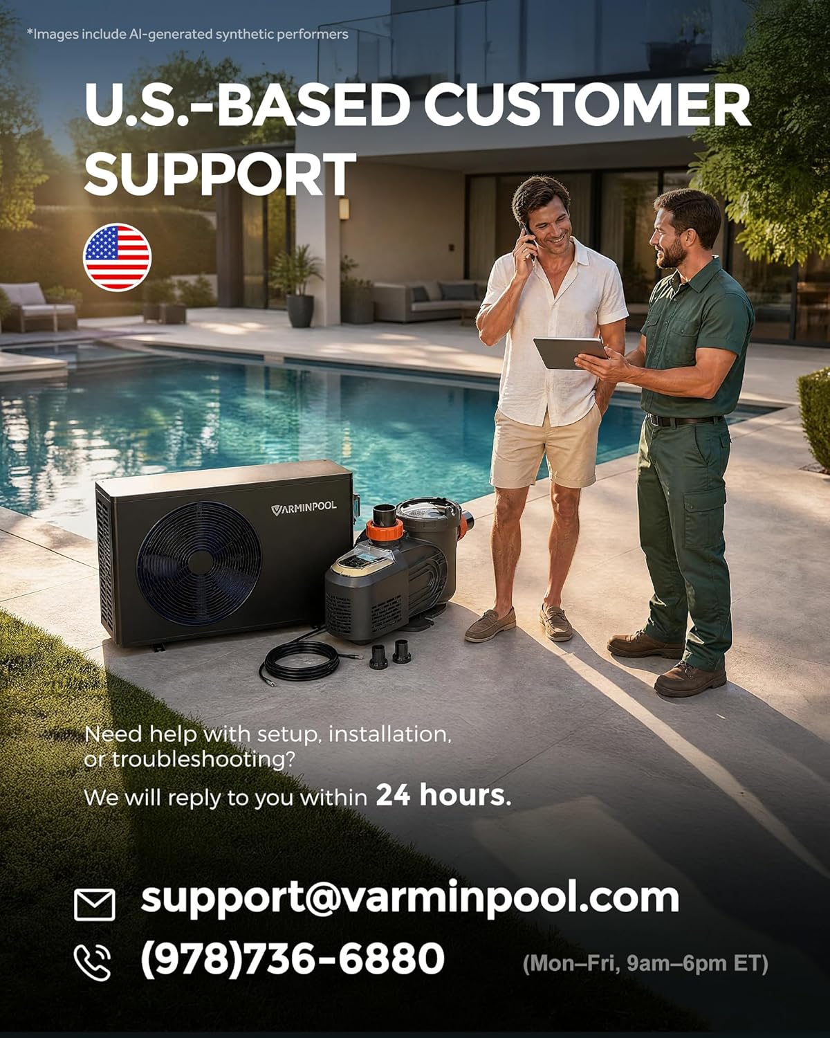 105000BTU Inverter Electric Pool Heater, Smart WiFi Control Pool Heat Pump for 30000 Gallons Inground Swimming Pools, Timer Function, Heat and Cool, Energy Efficient, V30