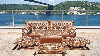 Moroccan Floor Seating Set, Arabic Majlis, Arabic Floor Couch, Oriental Cushion, Moroccan Cushion, Ethnic Floor Cushion, Sofa Covers (Sofa Full Set, 8'' Thickness (20 cm))