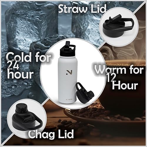 Miniatura 4 de N-NOVA-Botella de agua de acero inoxidable de 32 onzas, aislada de alta calidad, mantiene el calor y el frío durante mucho tiempo, a prueba de