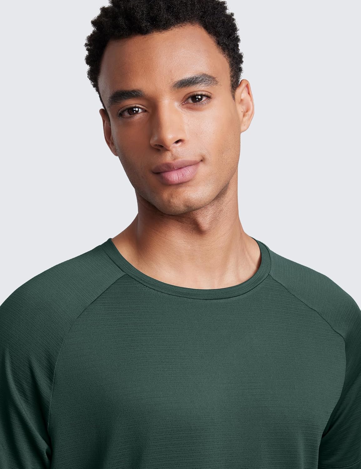 CRZ YOGA Lightweight Workout Shirts for Men - Texture Crewneck Running Athletic T-Shirts Short Sleeve Gym Tops