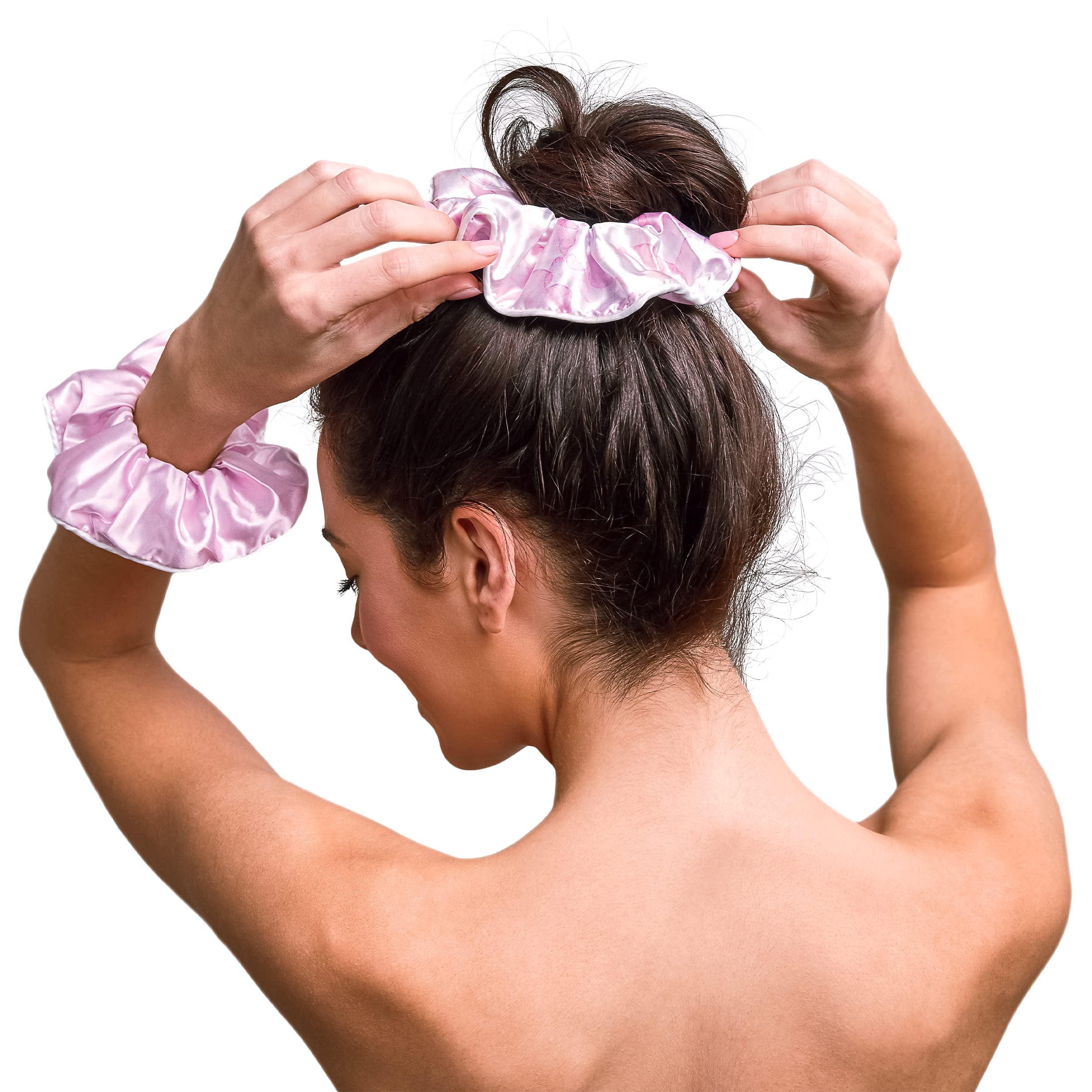 GRACE & COMPANY Pure Satin Scrunchies - Silky Smooth Friction Free Anti-frizz Hair Scrunchies For Healthier Hair - Arabella