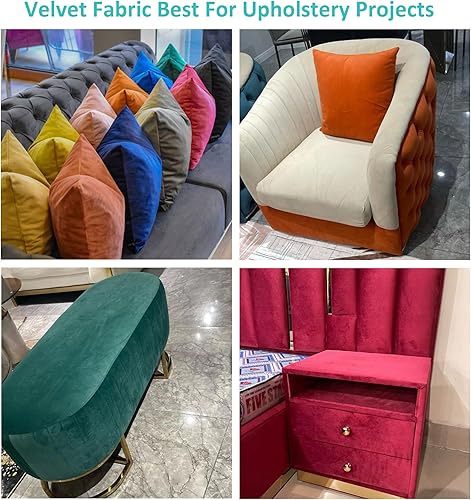 Miniatura 5 de Tela de tapicería de terciopelo, lujosa, suave para decoración del hogar, sofá, silla, proyectos de cojín (negro, 1 yarda)