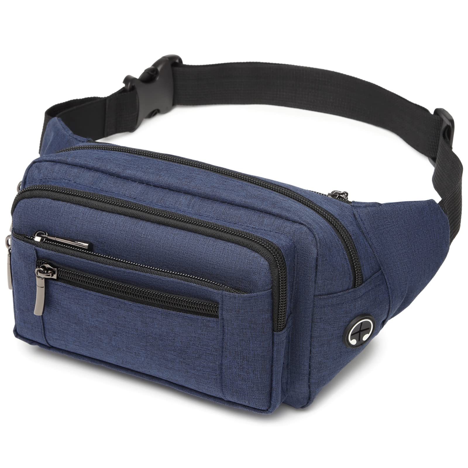 Packism Fanny Pack, 6 kieszeni na zamek błyskawiczny dla mężczyzn i kobiet, sportowa torba na talię, podróż, wędrówki, bieganie, torba biodrowa, na zewnątrz, Jasnoniebieski, Jeden rozmiar