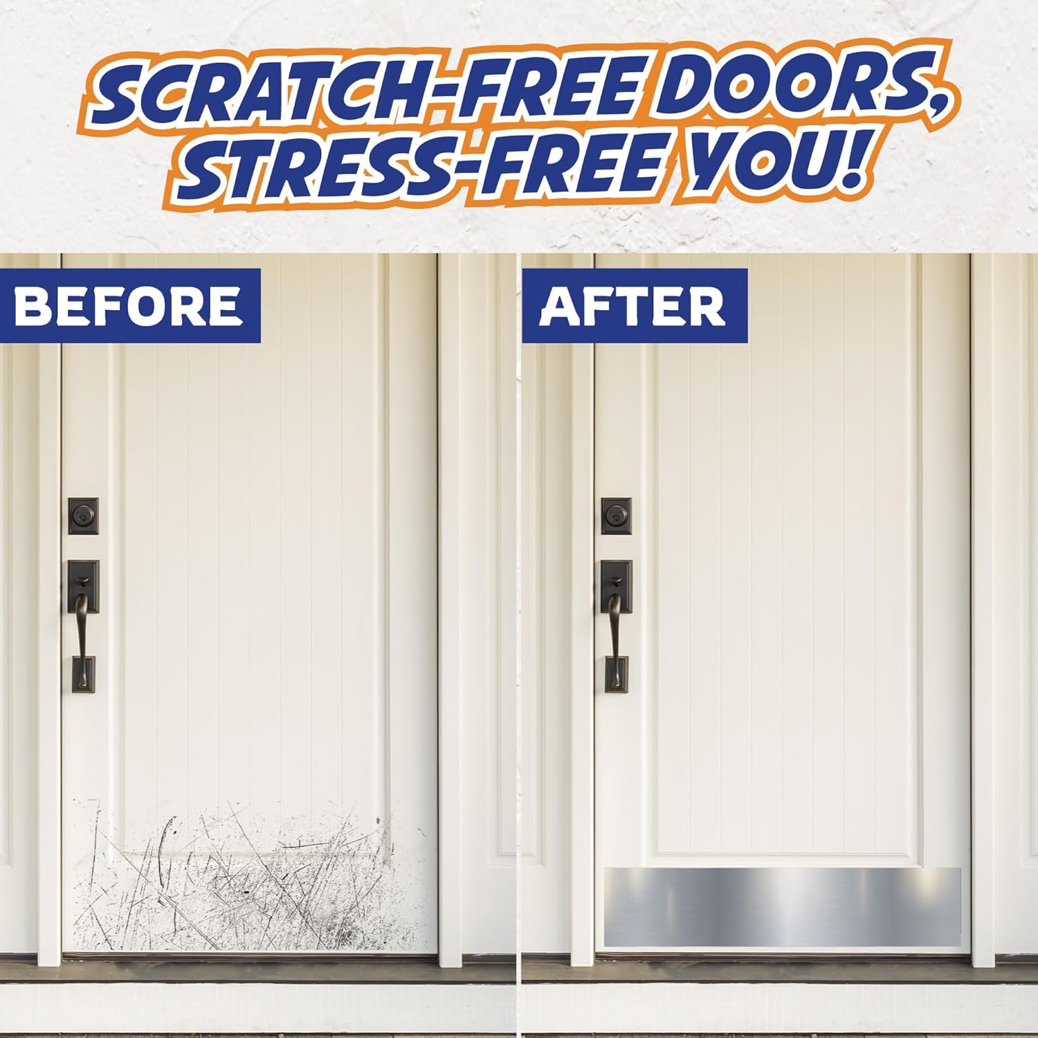 Panther Armor 8x30 Inch Silver Door Kick Plate, 1mm Thick Stainless Steel, Anti-Corrosive Metal Door Plate for Dog Scratching, Door Protector, Durable Kick Plate for Bottom of Door