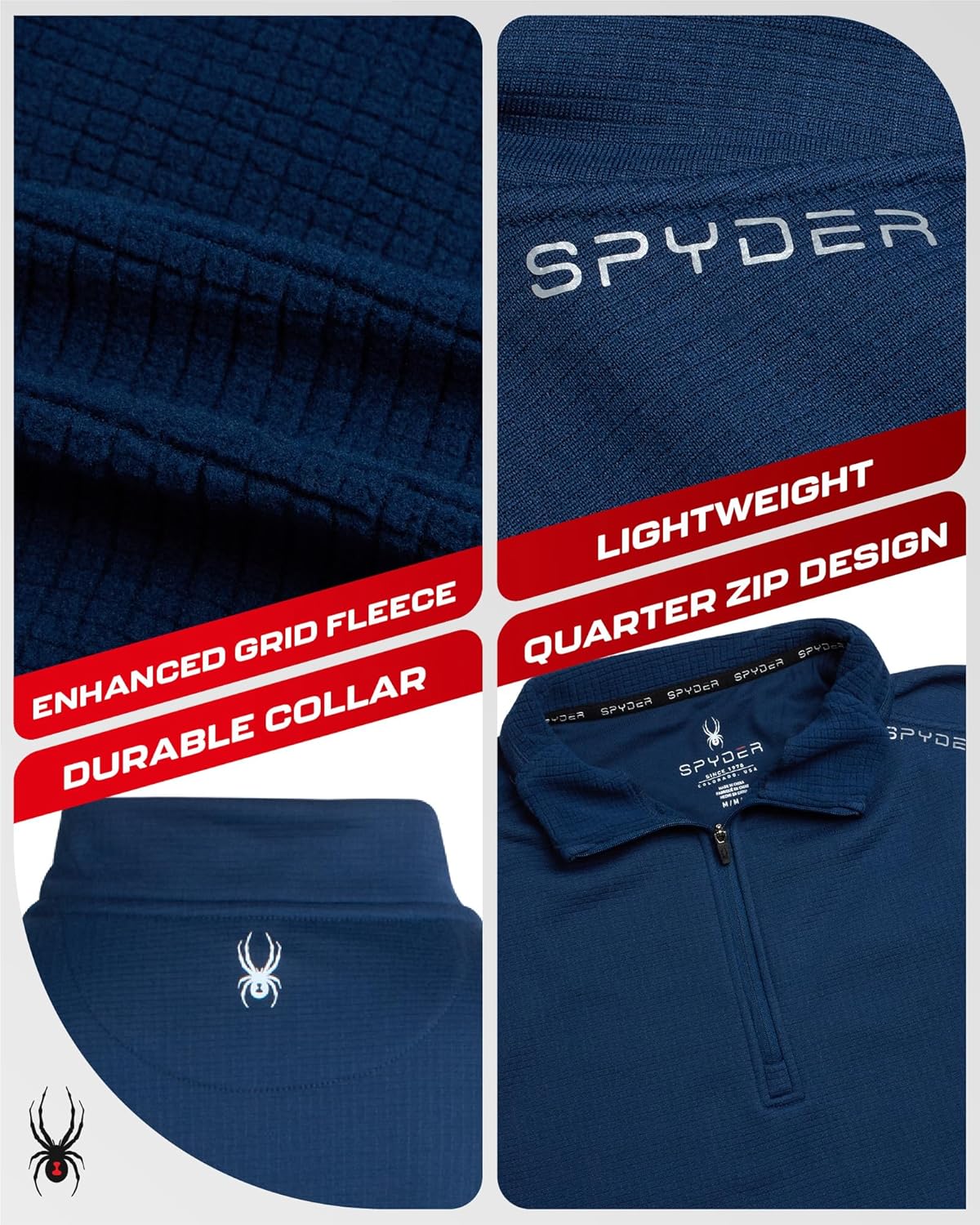 Spyder Mens Quarter Zip Pullover Sweatshirt - Lightweight Soft Fleece Athletic Pullover - Gym & Running Sweatshirts for Men - Image 5