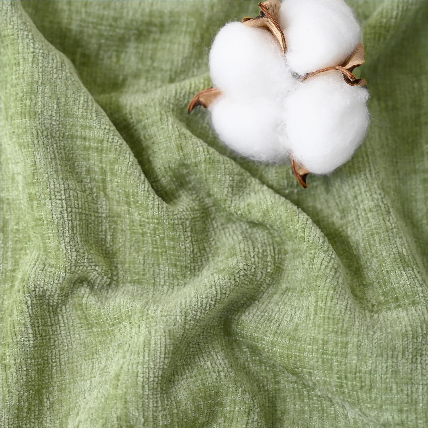 CaliTime Decorative Couch Throw Pillow Covers 18 X 18 Inches Pack of 2 Cozy Chenille Piping Edge Cushion Cases for Sofa Bed Living Room Home Sage Green - Image 2