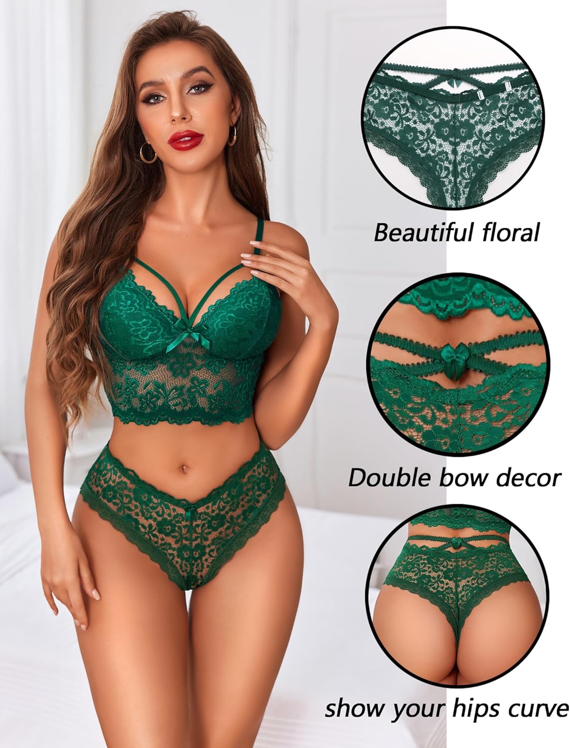 Avidlove Lace Cheeky Panties for Women Criss Cross Back Cute Floral Hipster Underwear - Image 5