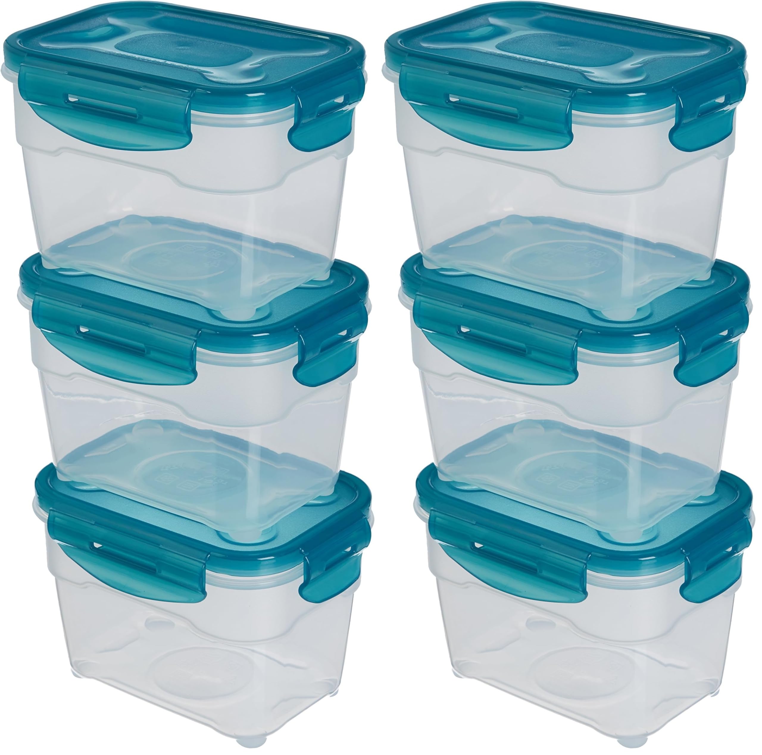 Amazon Basics Gefrierbehälter im Set, mit Deckel, luftdicht, auslaufsicher, stapelbar, für Kühlschrank/Gefriertruhe, BPA-frei, Kunststoff, mikrowellen- und spülmaschinenfest, 3 x 1 liter, farblos