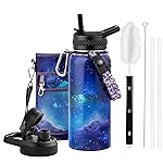 RAYMYLO 32oz Insulated Water Bottle, Triple Wall Vacuum Stainless Steel Water Bottles - Keeps Cold 48H, Reusable Metal water flask Jug for Gym, Sports, Camping, Hiking,Travel, Aurora-Purple