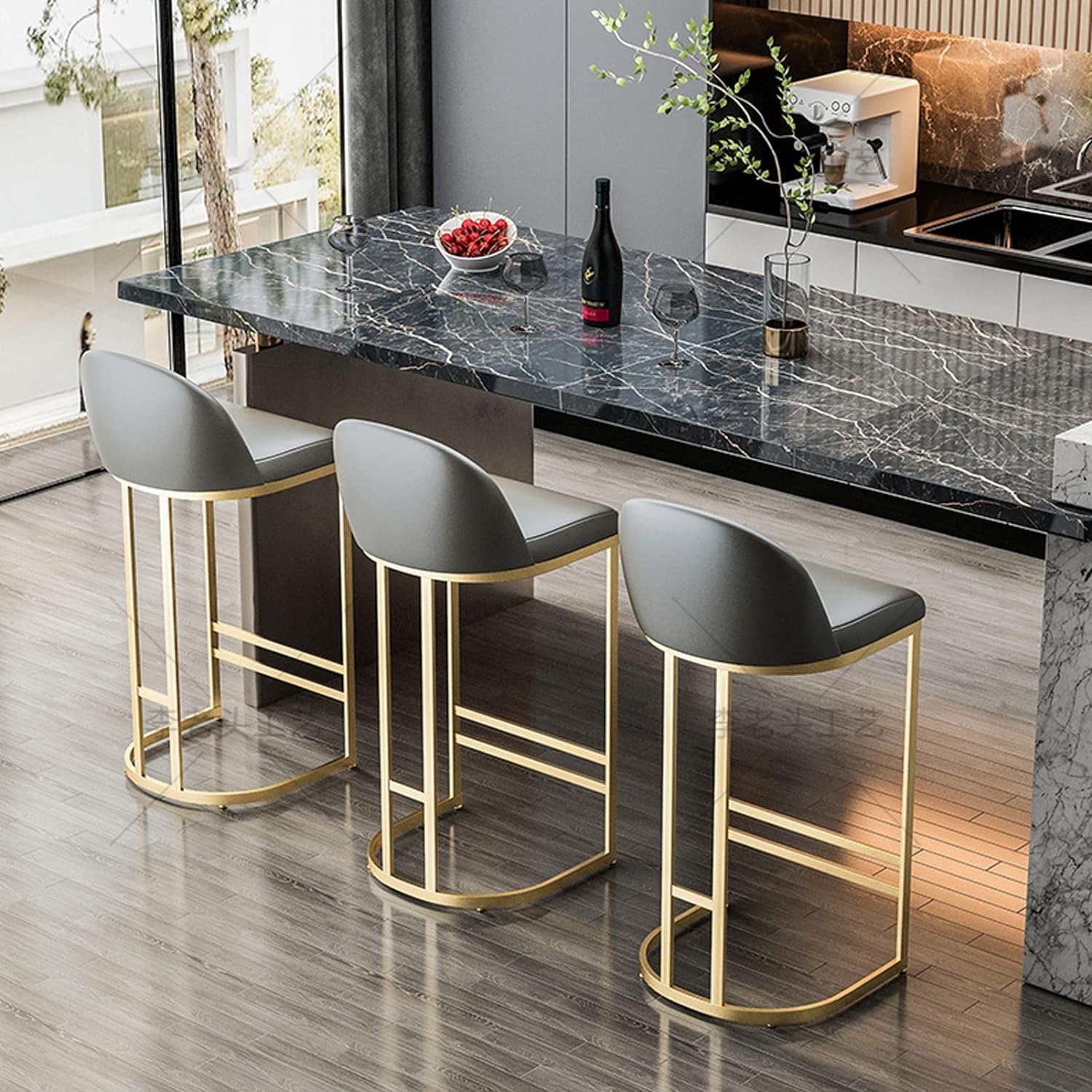 黒い合成皮革バースツール　１脚 シンプルデザインバースツールBar Stool 01 | スタイリッシュな