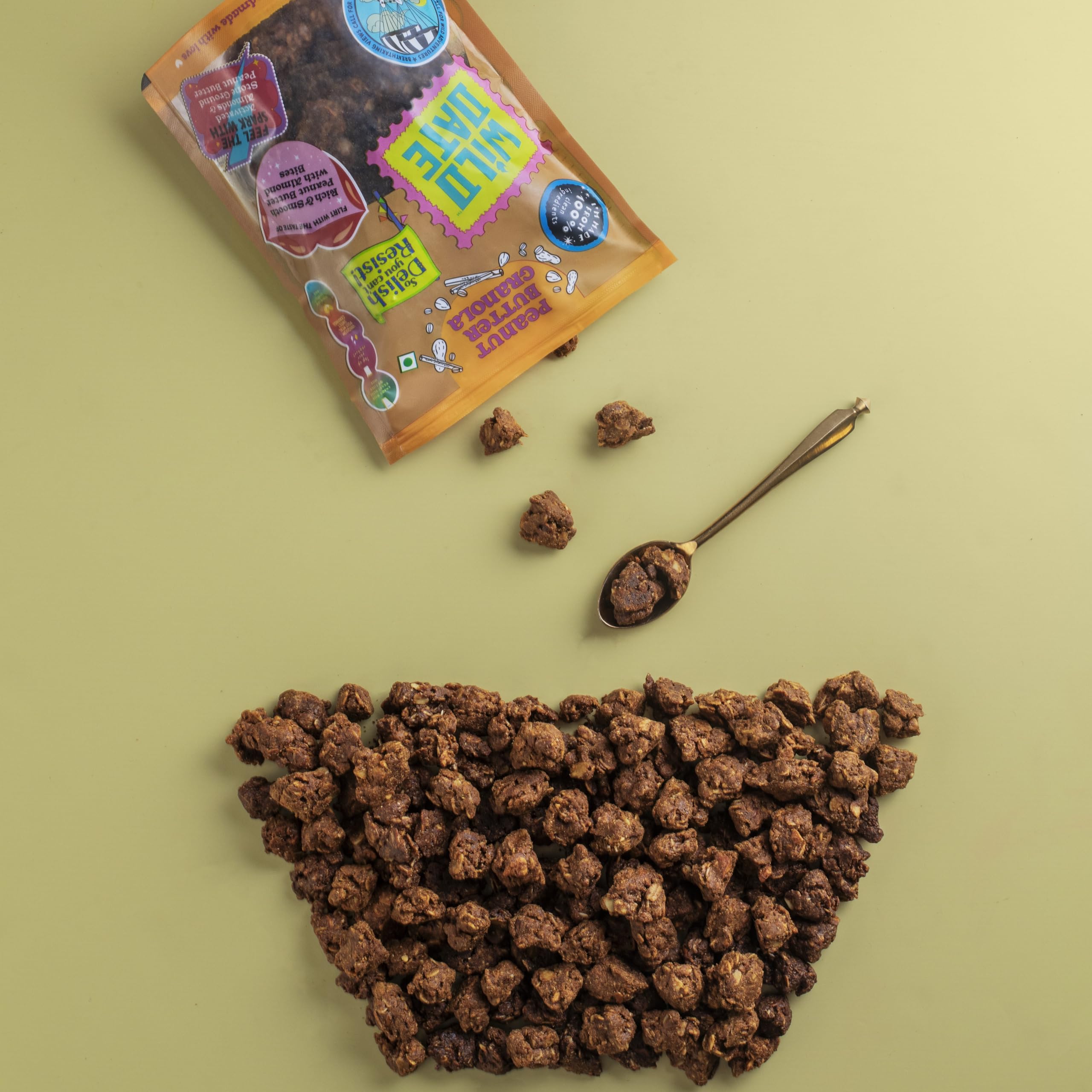 Wild Date Peanut Butter Granola – Crunchy Baked Oats with Peanut Butter, Roasted Peanuts & Honey | Gluten Free, Plant Protein Rich, No Refined Sugar | 250 g 1