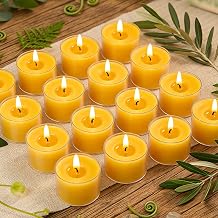 8 Hours Beeswax Tealight Candles-12 Packs - Natural Beeswax Tea Candles in Clear Cup | Smokeless Beeswax Tealights for Home Decor, Fragrance, Relax, Air Purify