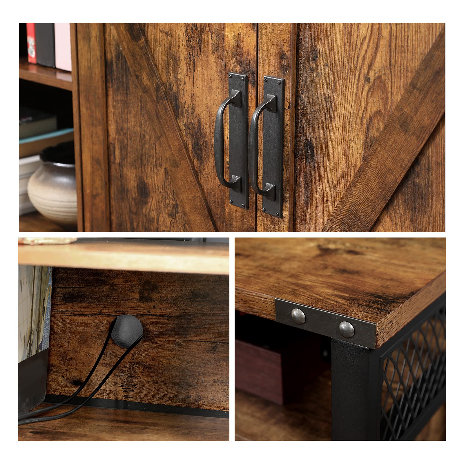 VASAGLE TV Stand for 55Inch TV with Barn Doors, Entertainment Center and TV Console, TV