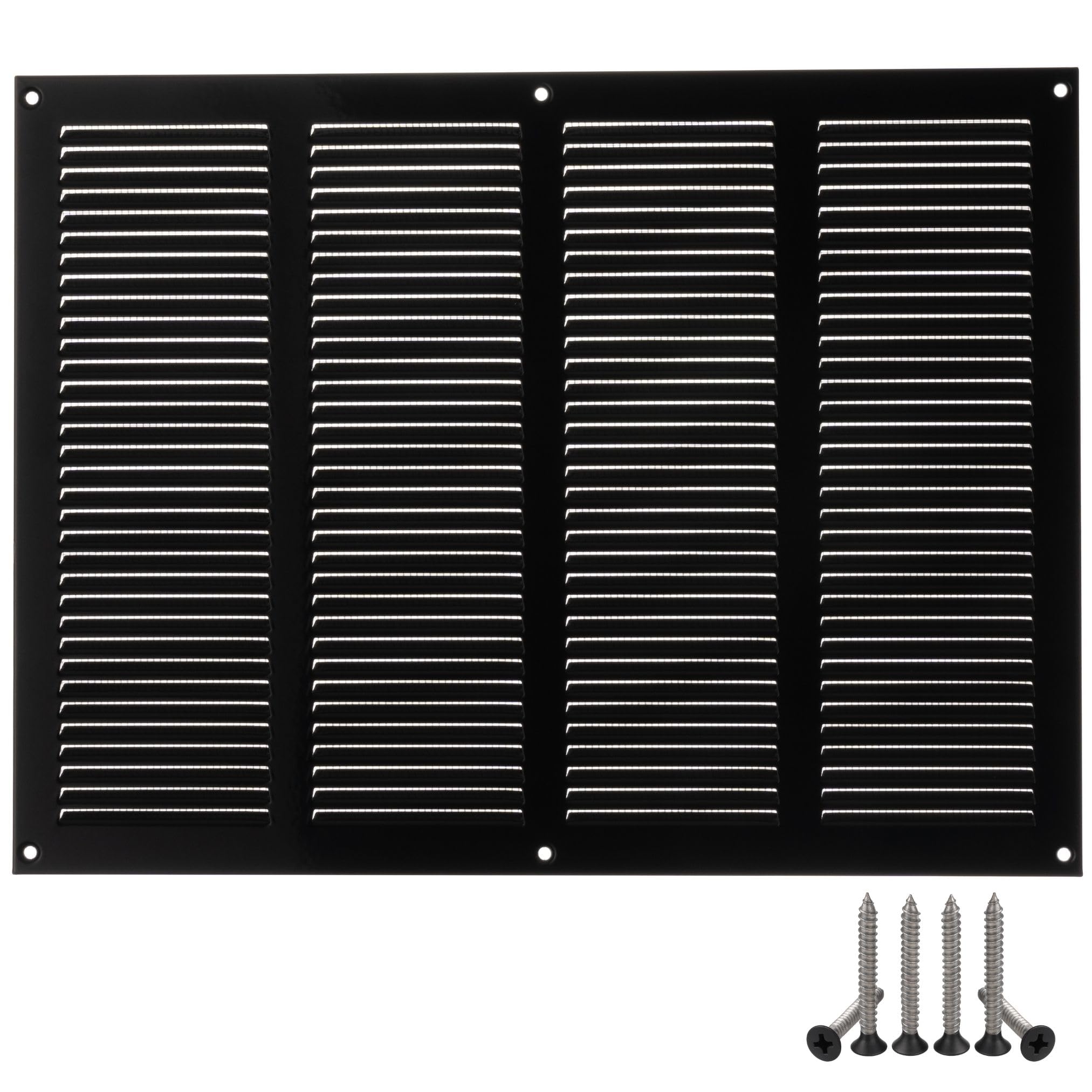 Lirast Black 400X300mm / 16X12 Inch Metal Ventilation Grille - Air Vent Cover With Insect Mesh