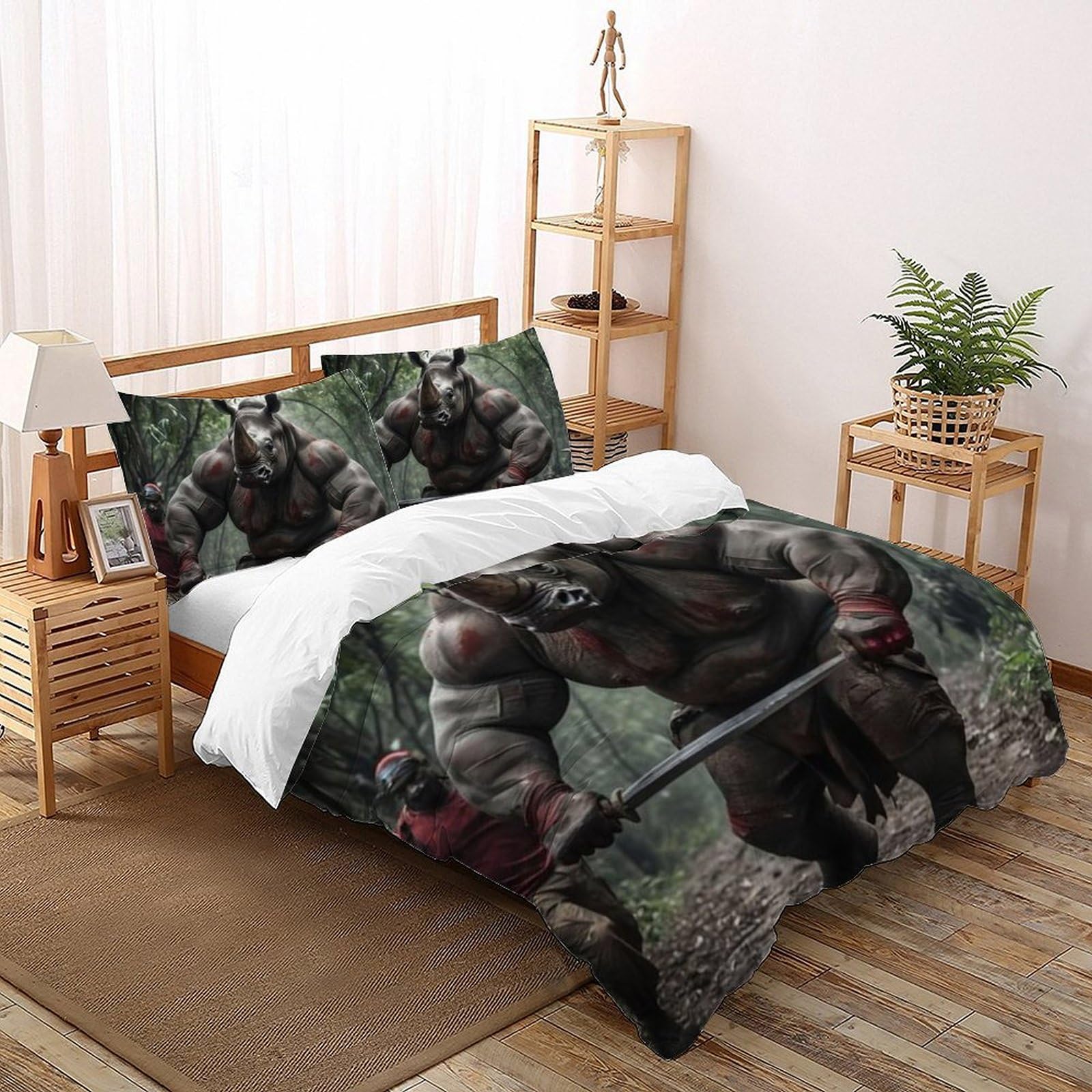 Housse de couette rhinocéros 3D, le cadeau parfait pour lit enfant