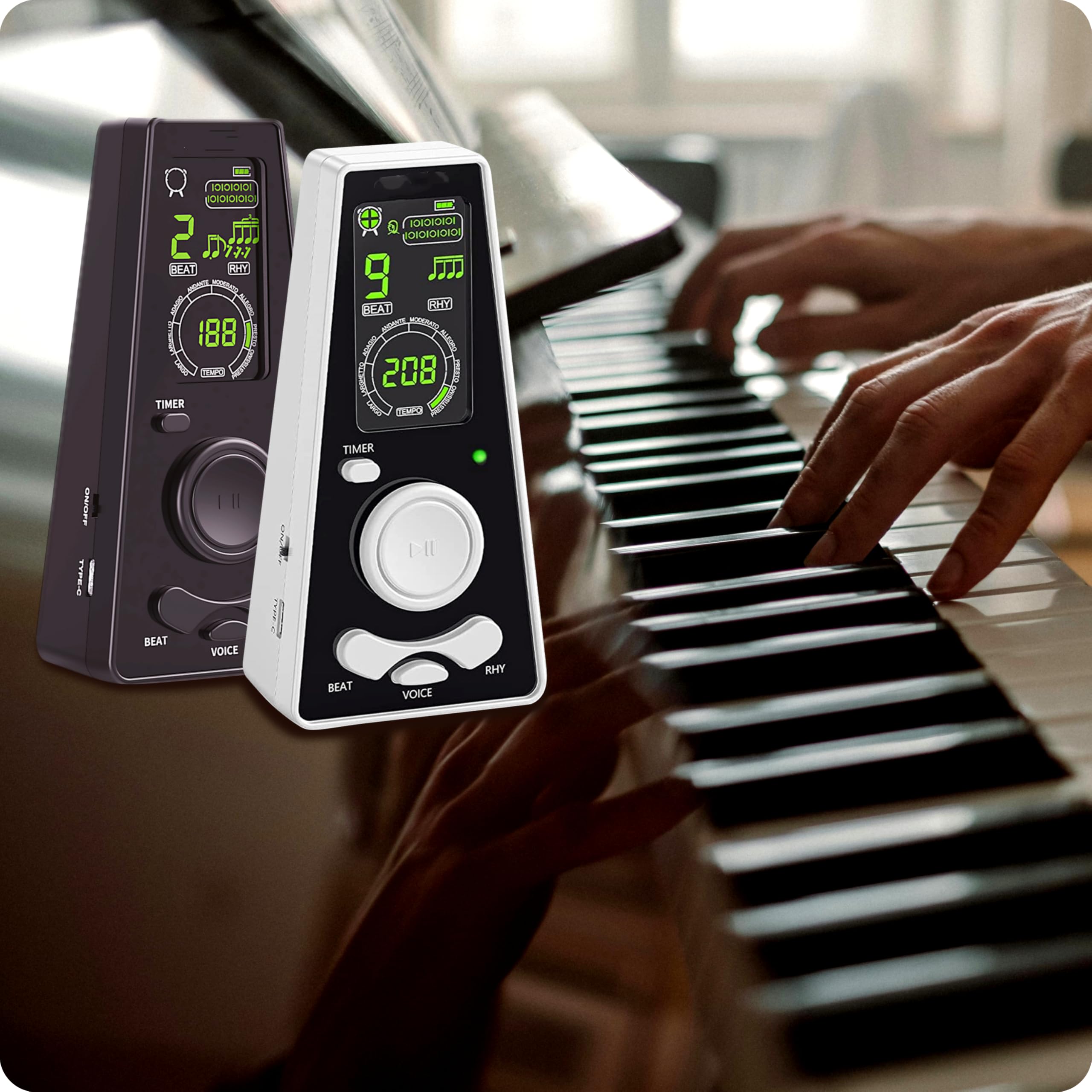 Digital Metrónomo, Ritmo Preciso, voz Humana, Pantalla de Alta Definición, Apto para Guitarra española, Piano, Violín, Saxofón, etc
