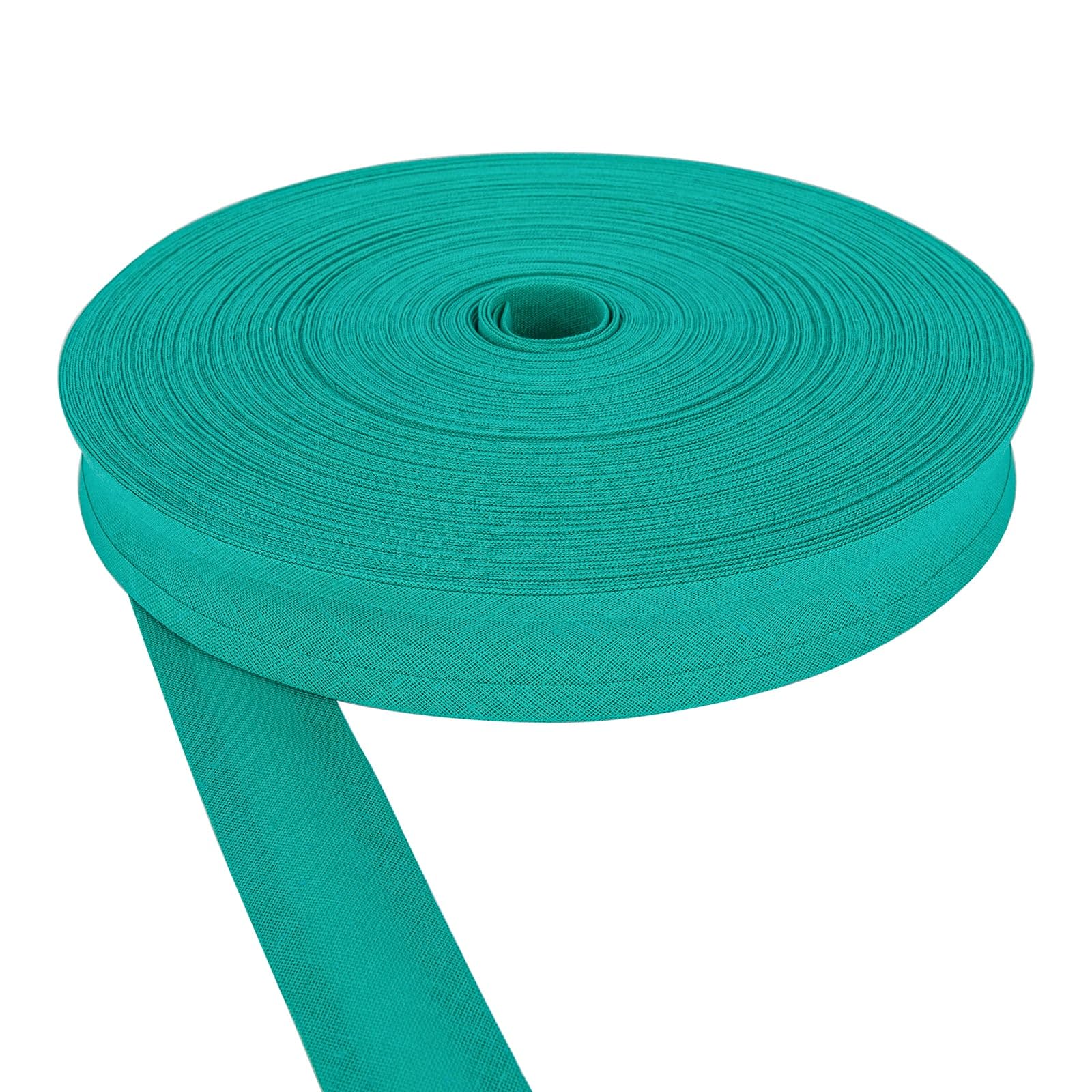 DFL 100% Cotton Bias Binding Tape – 100% Cotton Sewing Trim in 30 Vibrant Colours- Tape for Quilting, Dressmaking & Craft Projects (Jade,1 Inch (25mm) Widen 50 Meter Roll)