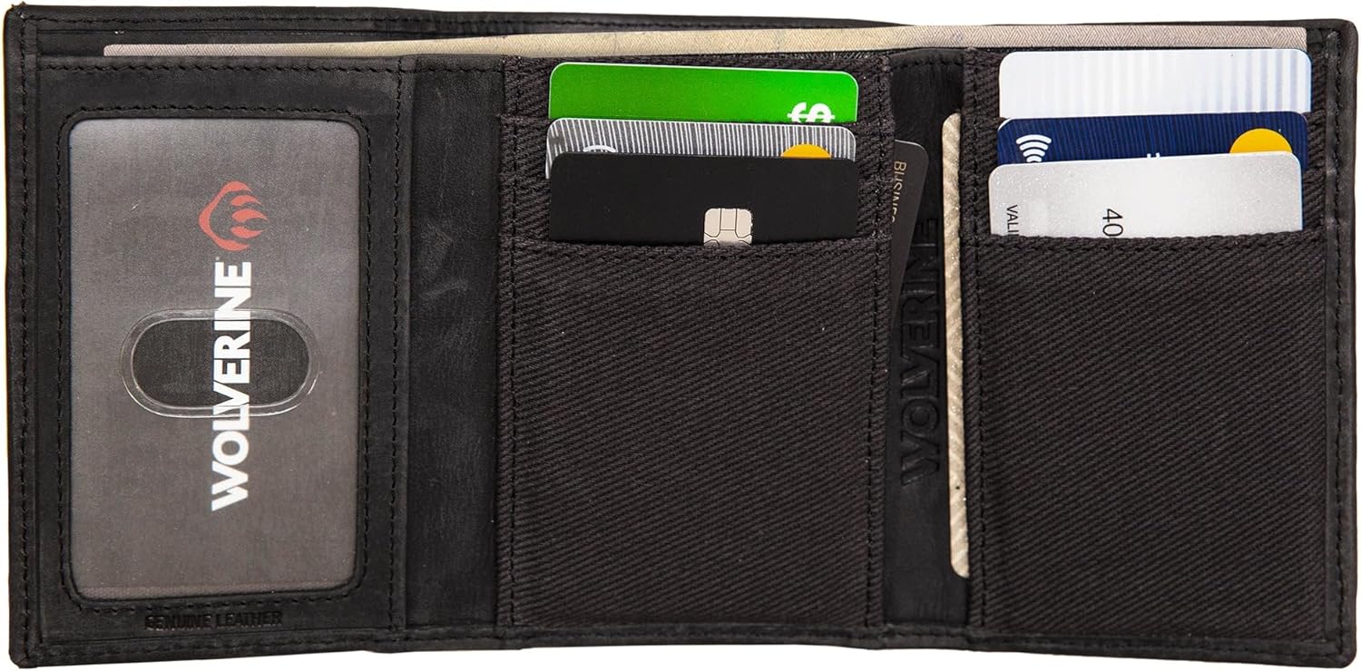 Wolverine Mens Bifold Wallet | RFID Protection | ID Window | Card Slots | Bill Pocket | Durable | Leather | Canvas - Image 5