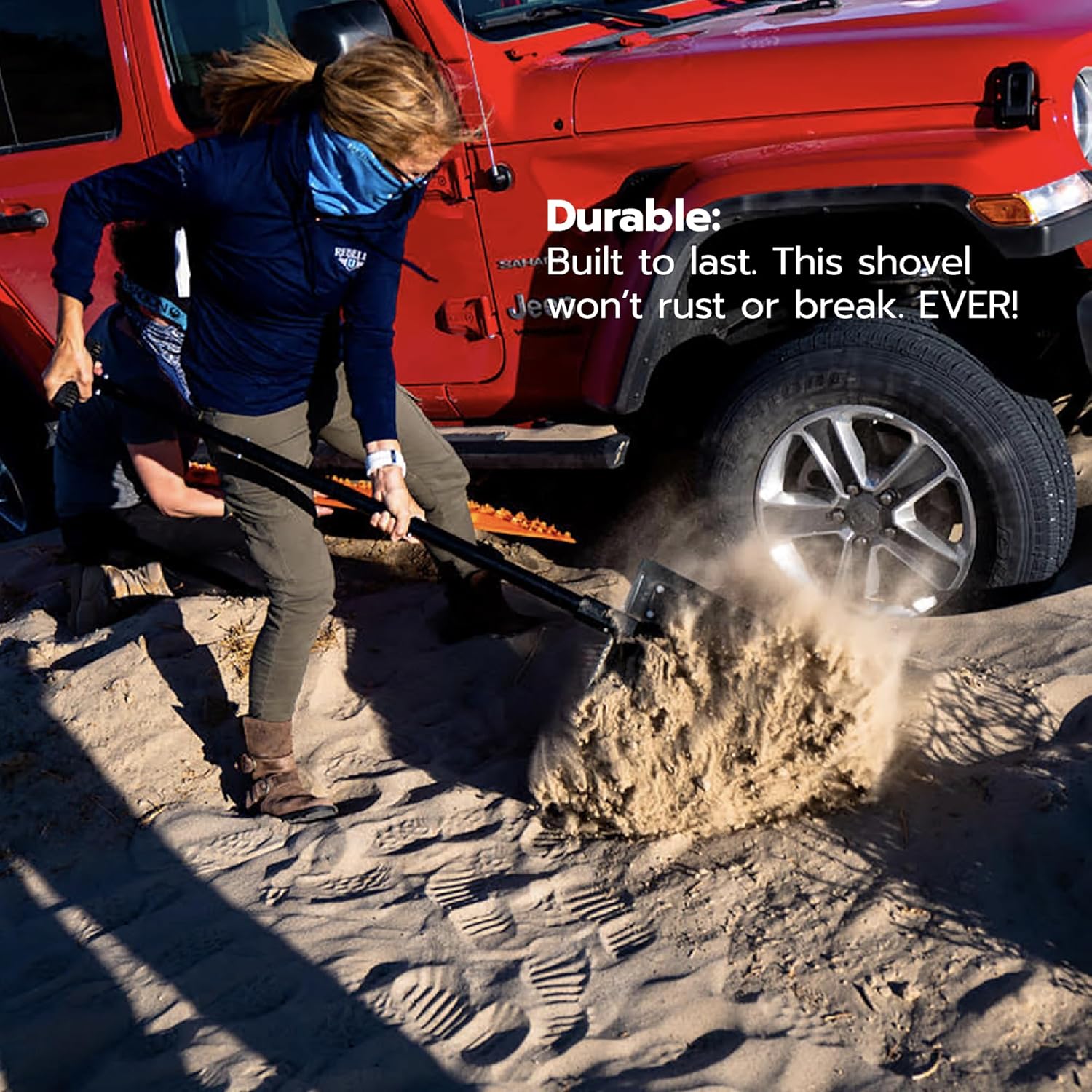 DMOS Delta Shovel - Collapsible Heavy-Duty Steel Folding Shovel for Camping, Overlanding, Survival, Military, Hunting, & Off-Road Use - Racing Red - Pro