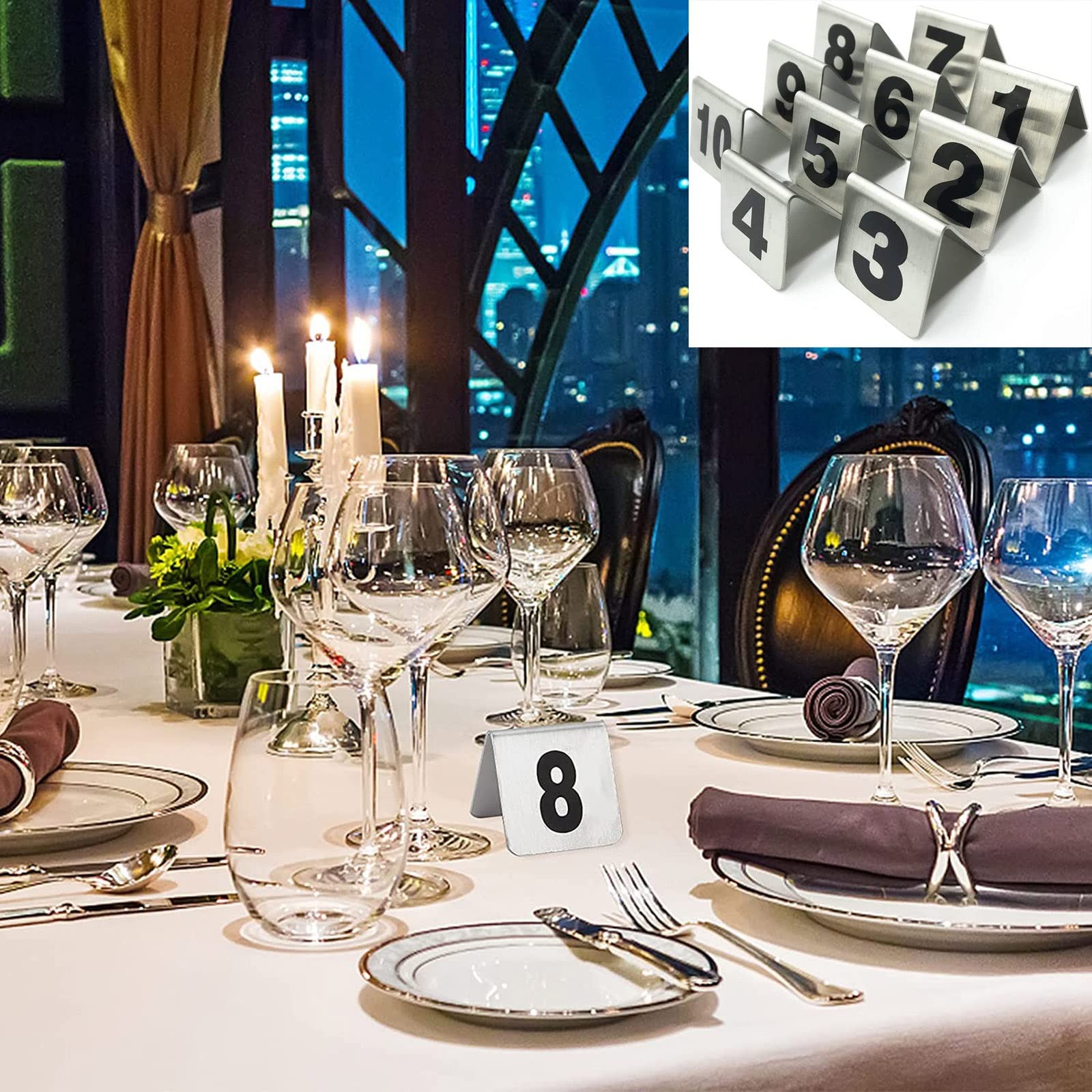 Tischnummernkarten Doppelseitiges Tischnummernschild 1-50 1-100 Zahlenschilder - Hergestellt aus robustem und leicht zu reinigendem Edelstahl, stapelbar, Tischkarten für Restaurants, Ehemann