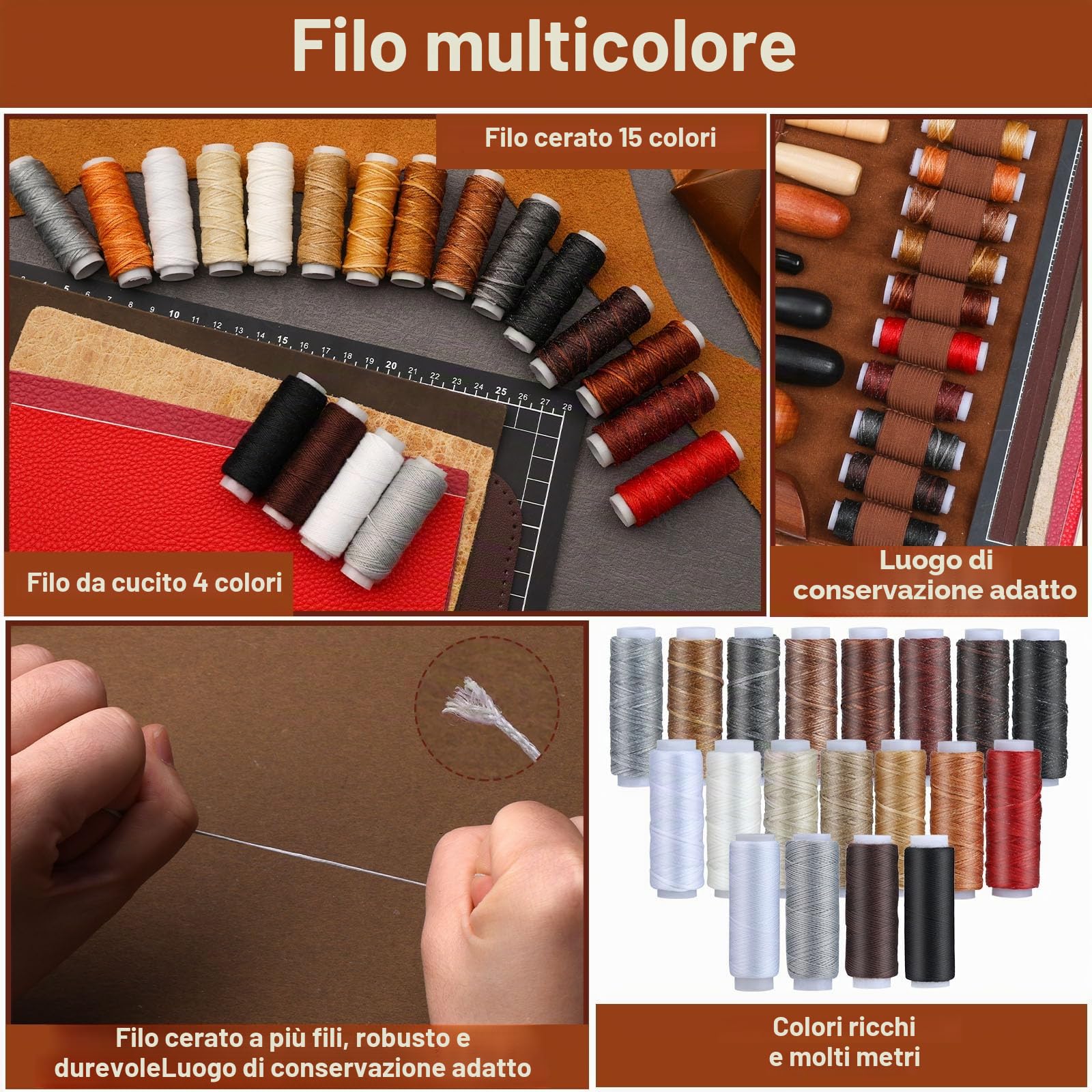 Benlay Set di attrezzi in pelle con borsa e utensili per artigianato, tappetino da taglio e utensili per lucidare pelle, cucito e intaglio