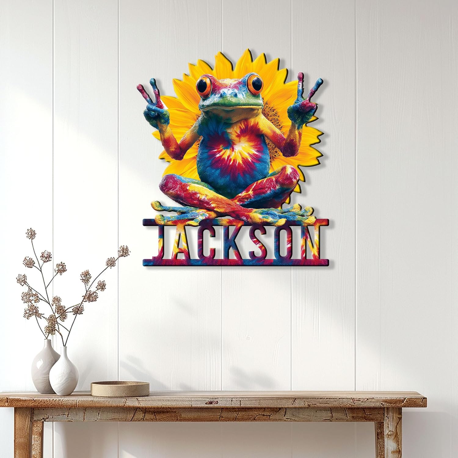 Personalized Frog Metal Sign – Custom Name Wall, Fence, Porch, Yard, Garden, Patio, Home, Office Hanging Decor – Gift for Mom, Dad, Daughter, Son, Frog Lovers, Nature Enthusiast Birthday or Holiday