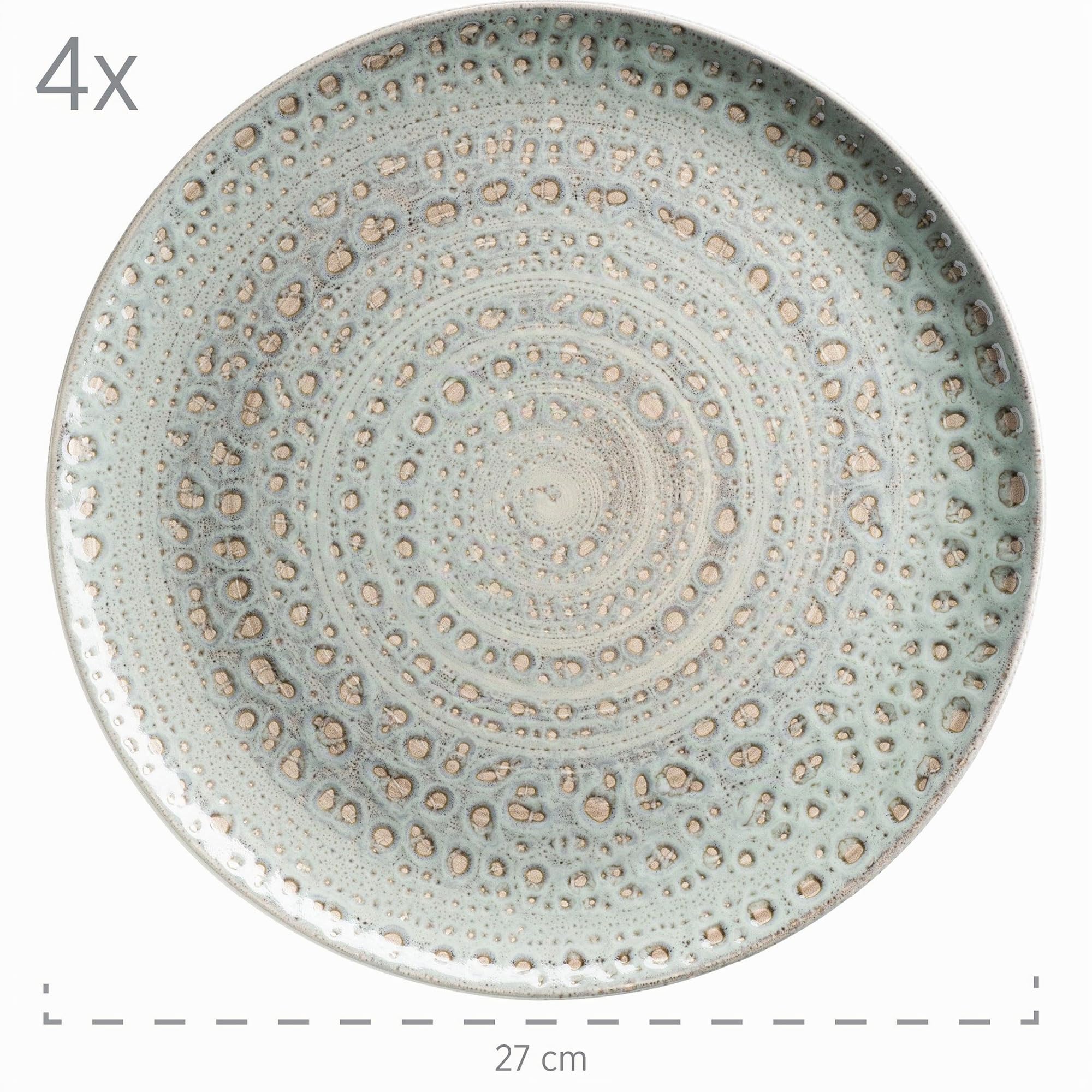 MÄSER 931744 Serie Spicy Market, Handbemaltes Geschirr Set für 4 Personen in mediterranem Vintage Design, 16-teiliges Kombiservice aus Keramik, Grün, Steingut